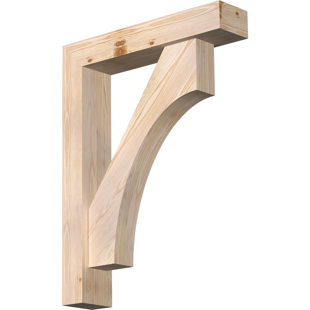 Ekena Millwork 1464651 Westlake Block Smooth Bracket with Offset Brace Douglas Fir Wood Standard Bracket
