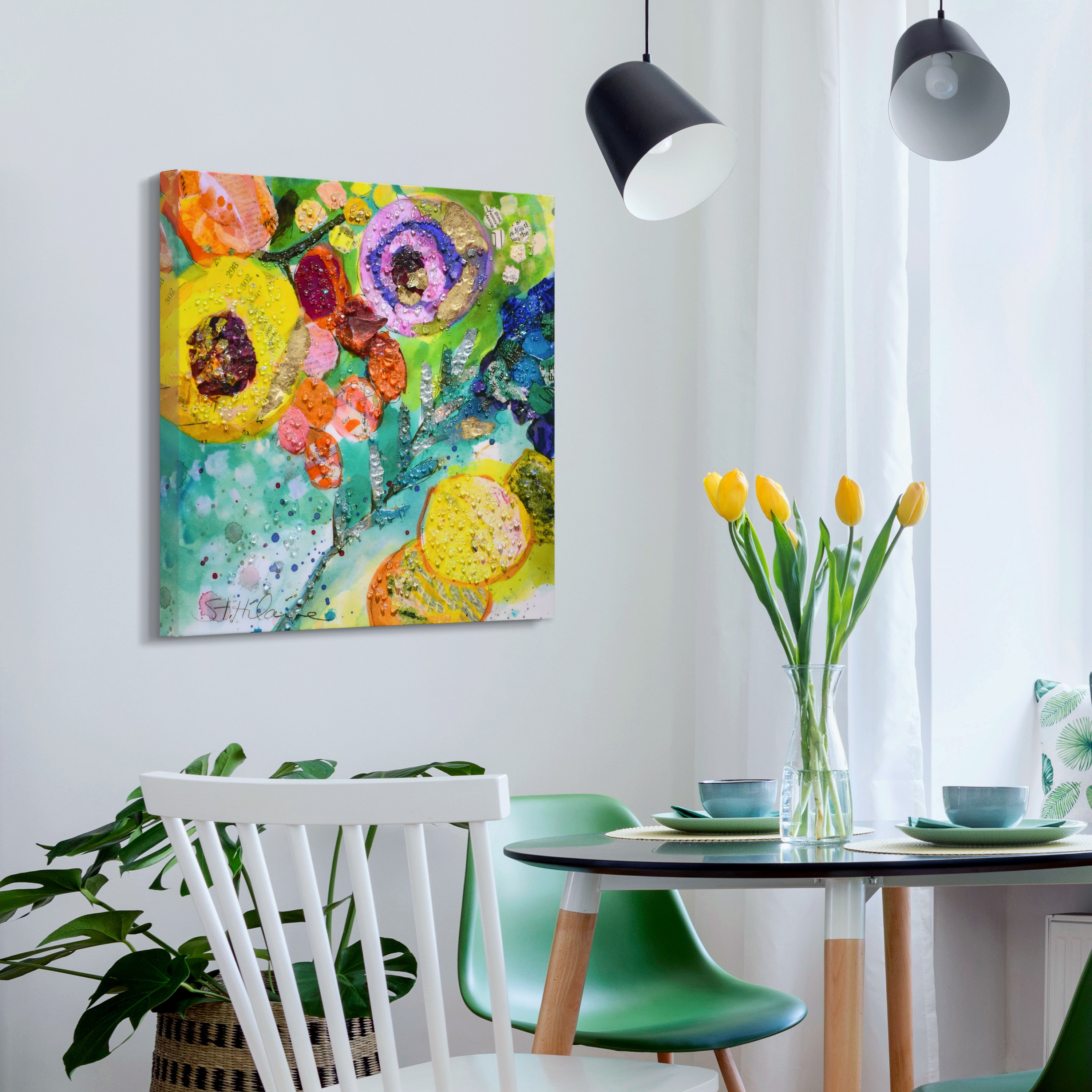 Floral Radiance II 24" Multicolor Epoxy Canvas Wall Art