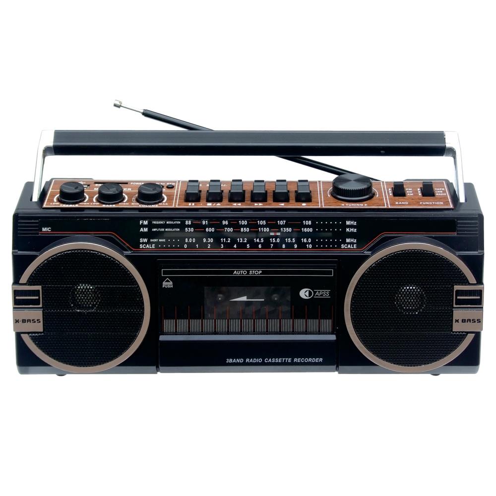 Supersonic® Retro 4-Band Radio and Cassette Player with Bluetooth® (Wood)
