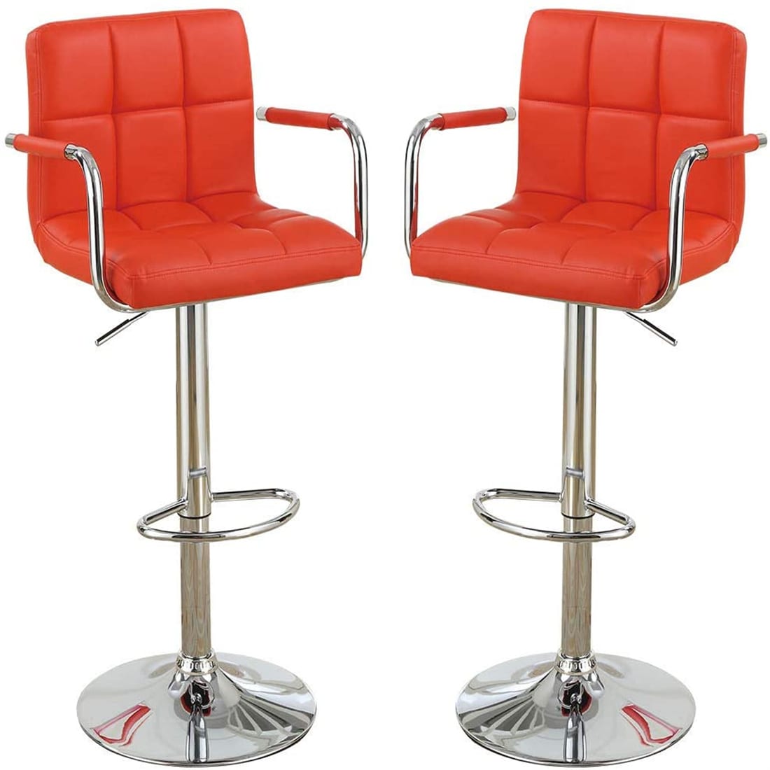 CESICIA K61A Red 38-in H Extra tall (34-in and up) Square Seat Swivel Metal Back Bar Stool Back