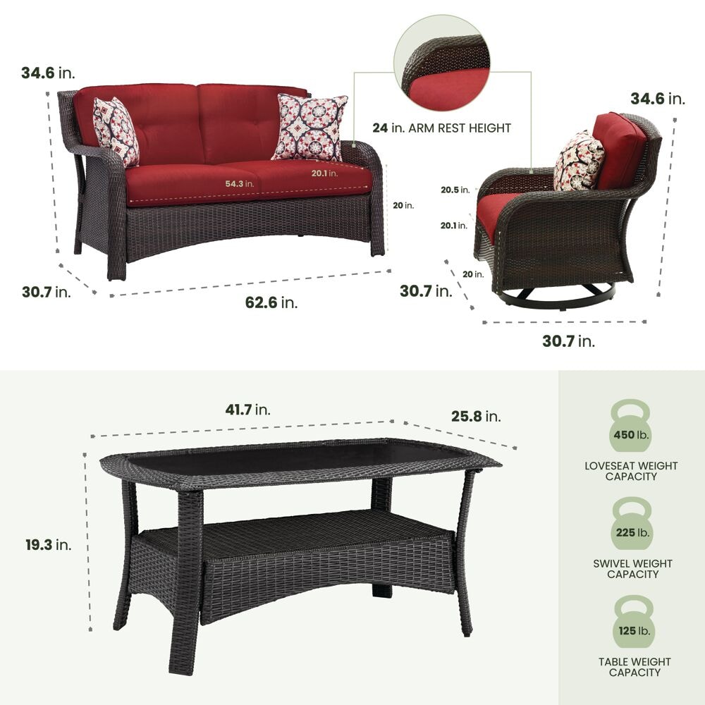 Hanover STRATH4PCSW-LS-RED Patio-Conversation-Sets - View #3