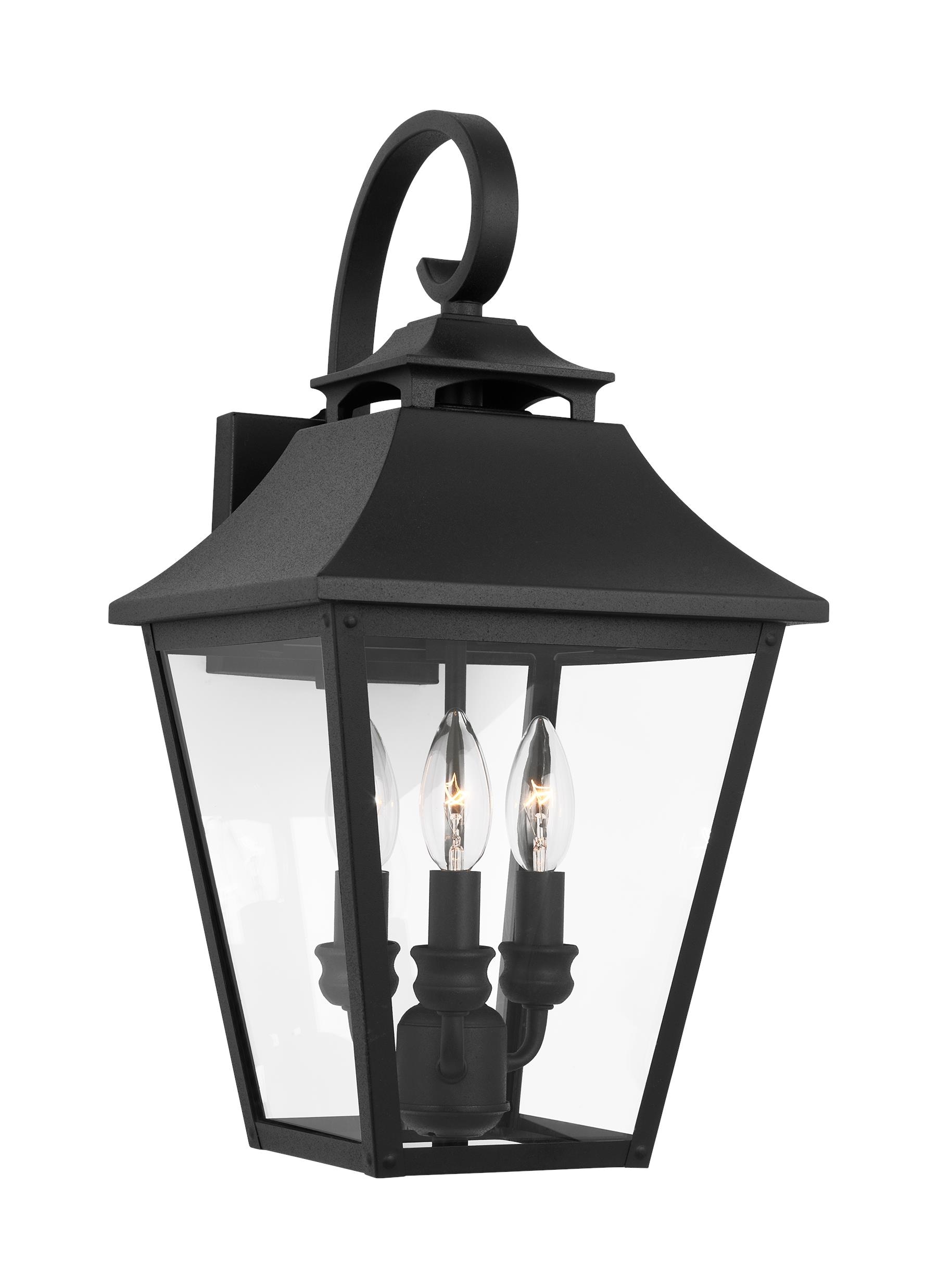 Generation Lighting Galena 3-Light 19-in H Black Outdoor Wall Light in ...