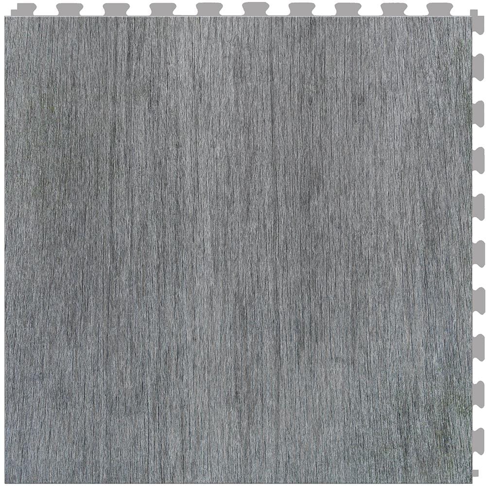 Perfection Floor Tile WD585DB55 Barnwood/Satin Gray Wood look 0.05-mil x 20-in W x 20-in L Water Resistant Interlocking Luxury Vinyl Tile Flooring ( 16.7-sq ft Carton )