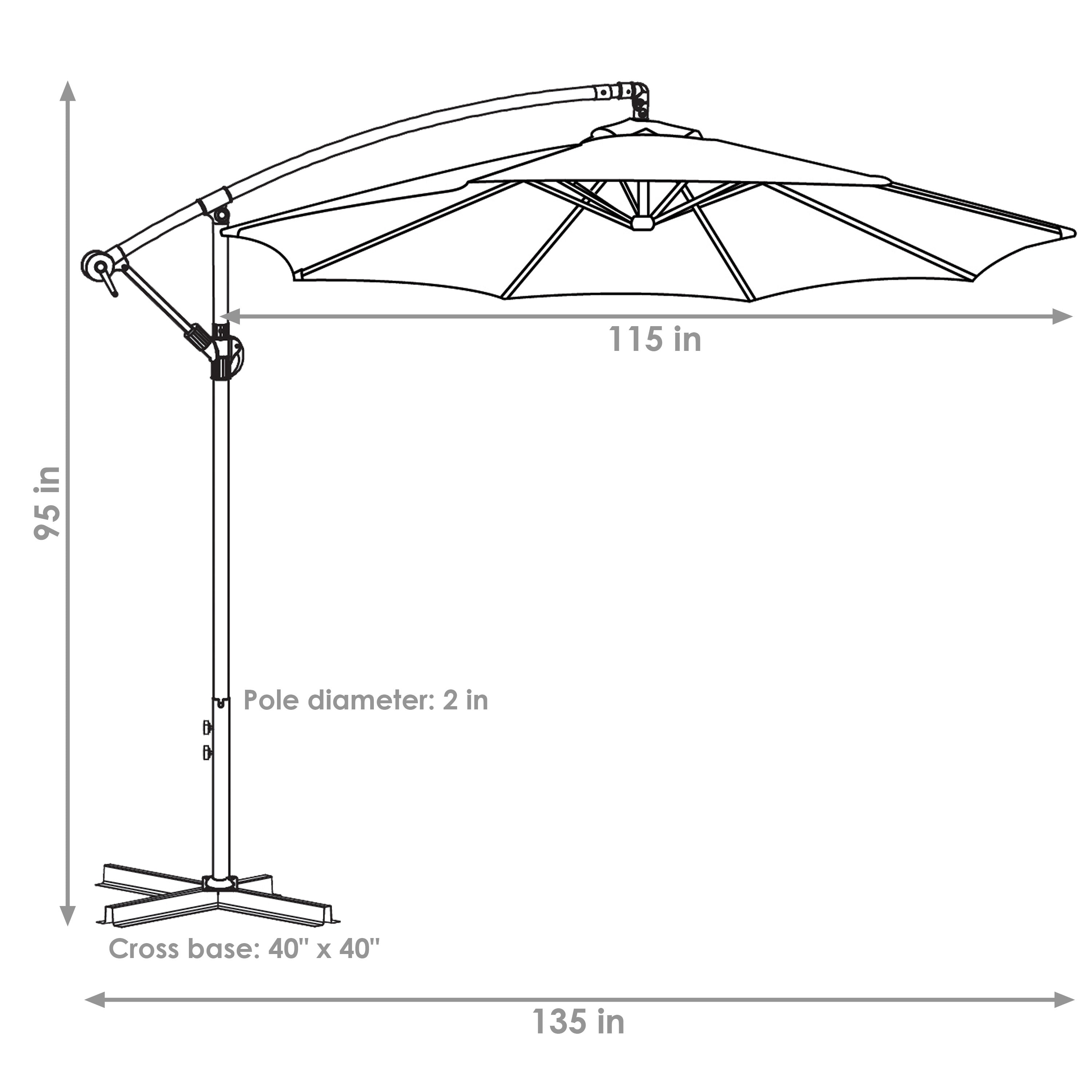 Beige Steel Octagon Cantilever Patio Umbrella with Polyester Canopy