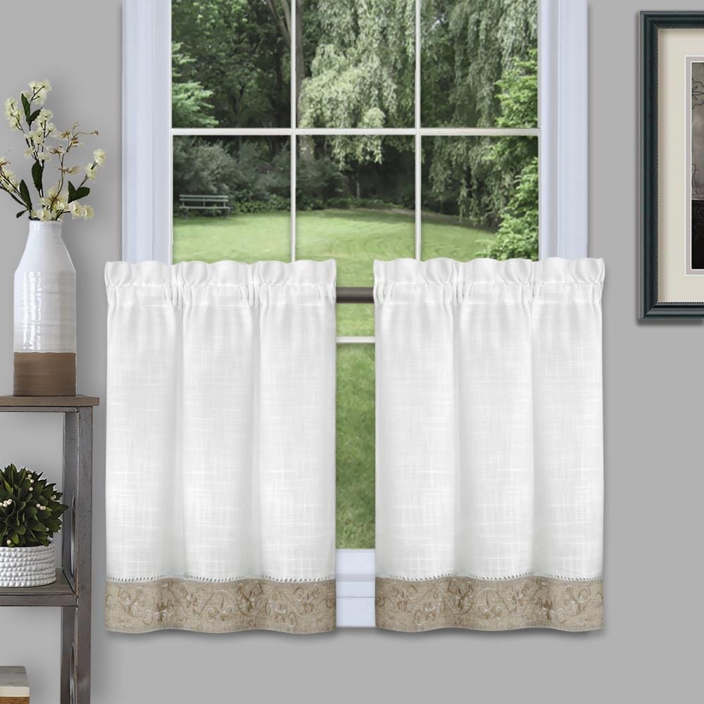 Achim Oakwood 36-in Natural Polyester Rod Pocket Tier Curtain in the ...