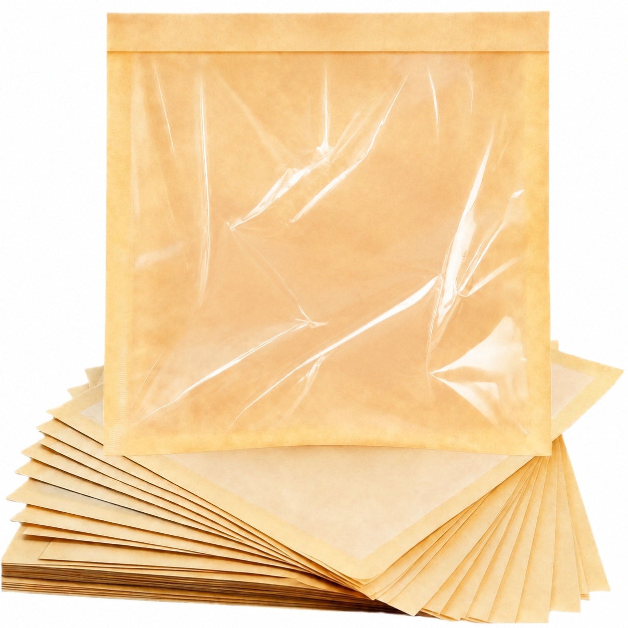 Aoibox  7 1 in W x 7 5 in H Window Cookie Bags with Sealing Stickers Grease Resistant Kraft for Bakery Packaging