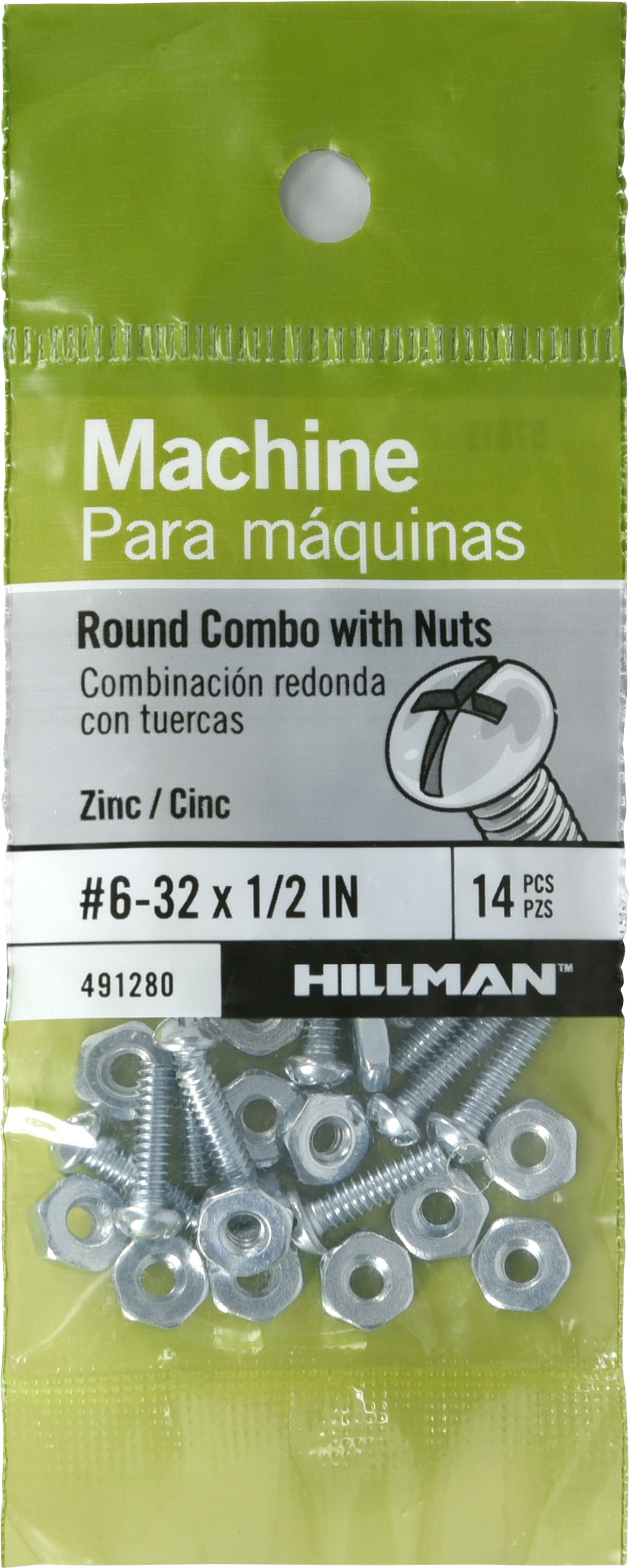 Hillman 491280 #6 - 32 x 1/2-in Phillips/Slotted combination -Drive Machine screws ( 14 -Count )