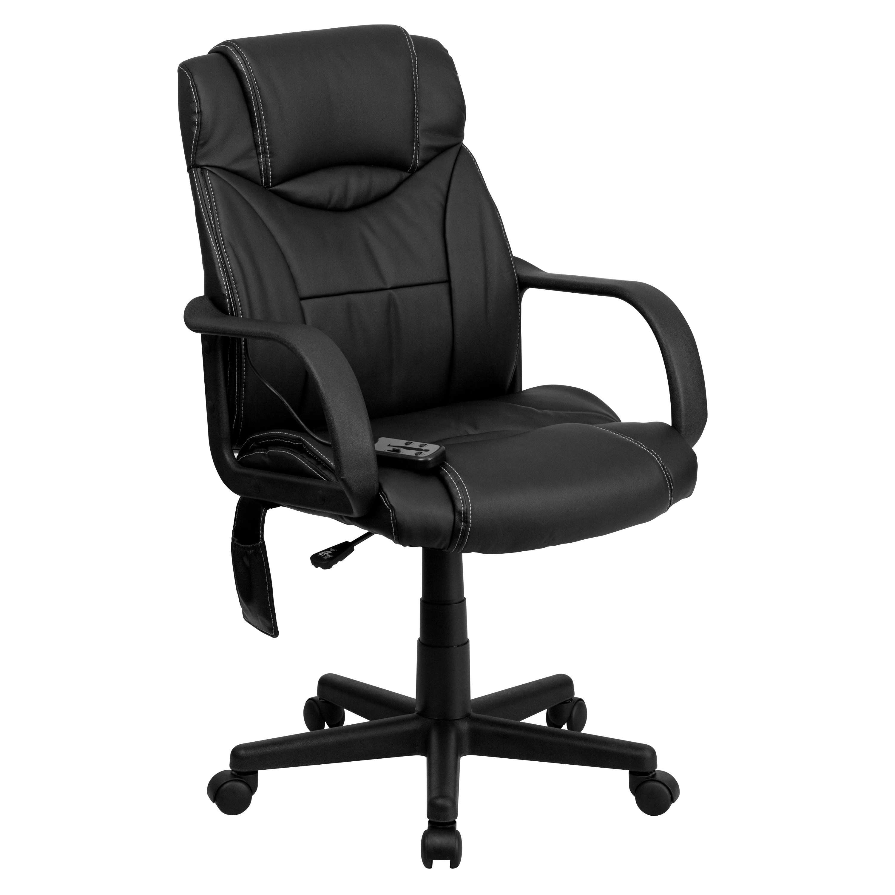 Ergonomic High-Back Black LeatherSoft Executive Swivel Chair with Massage Feature