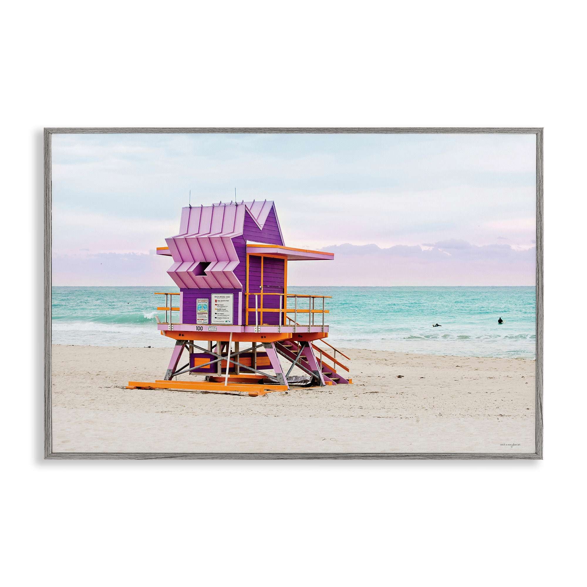 Stupell Industries BT-557-GFF-12X18 Purple Lifeguard Building Framed Giclee design by Seven Trees Design