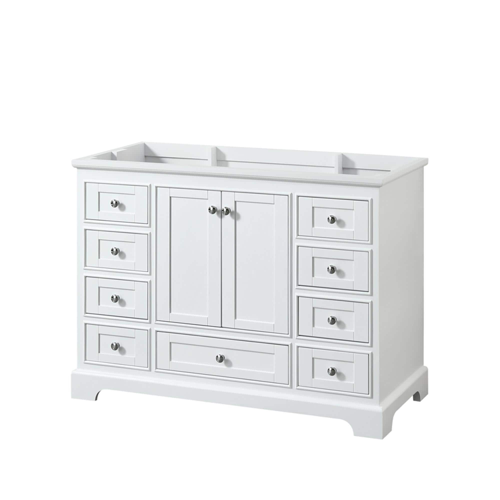Wyndham Collection WCS202048SWHCXSXXMXX Deborah 48-in White with Polished Chrome Trim Bathroom Vanity Base Cabinet without Top
