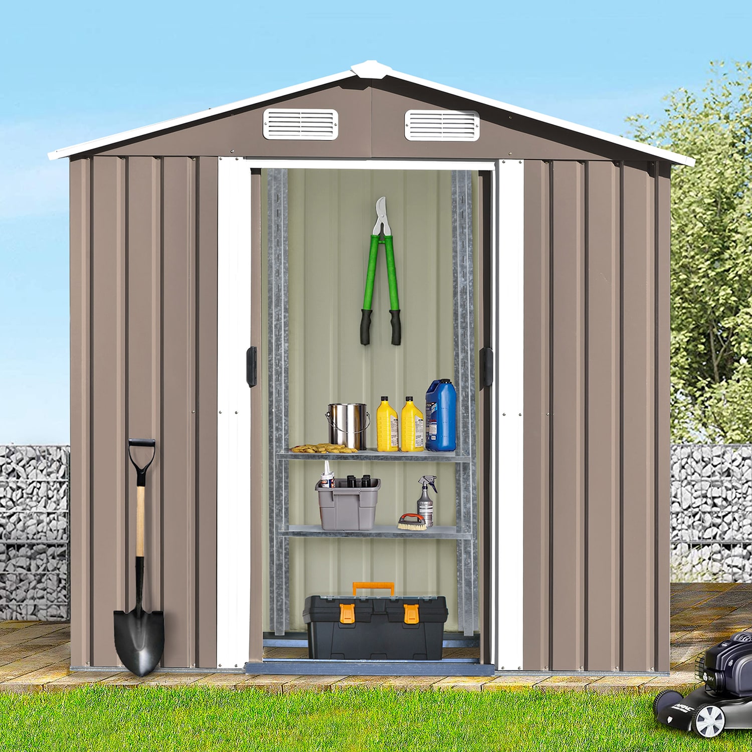 SINOFURN SYA010305GY Metal-Storage-Buildings-Sheds - View #4