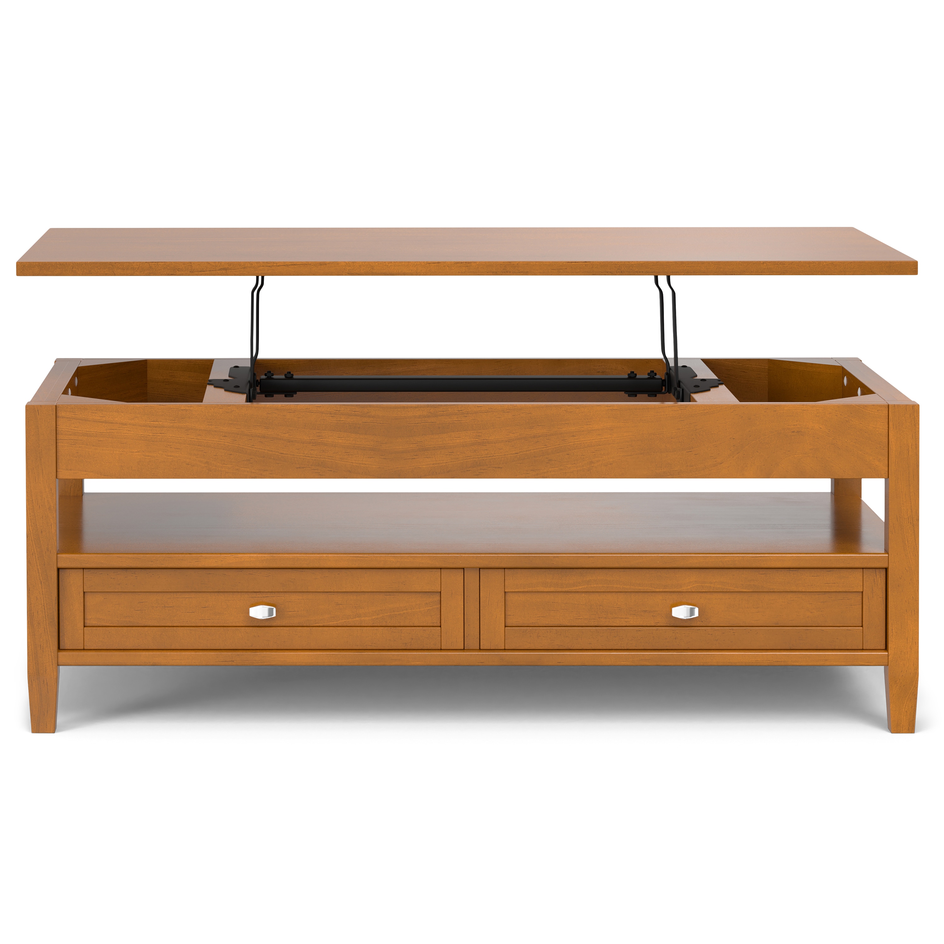 Light Golden Brown Solid Wood Lift-Top Coffee Table with Storage