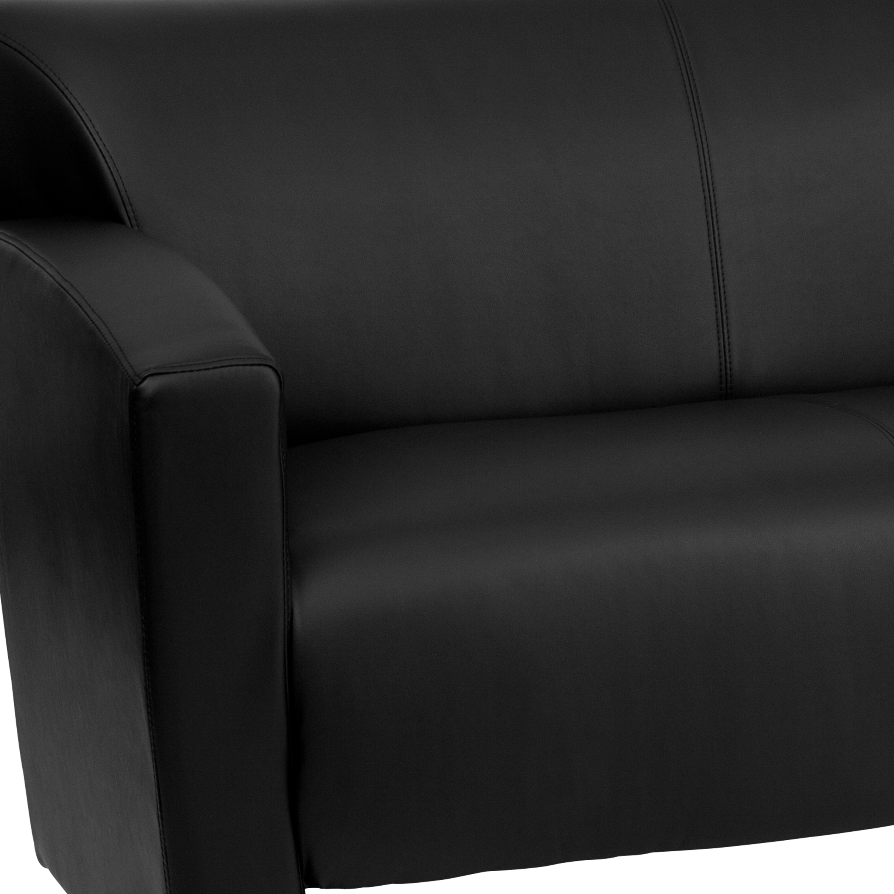 Black Faux Leather Flared Arm Reception Loveseat