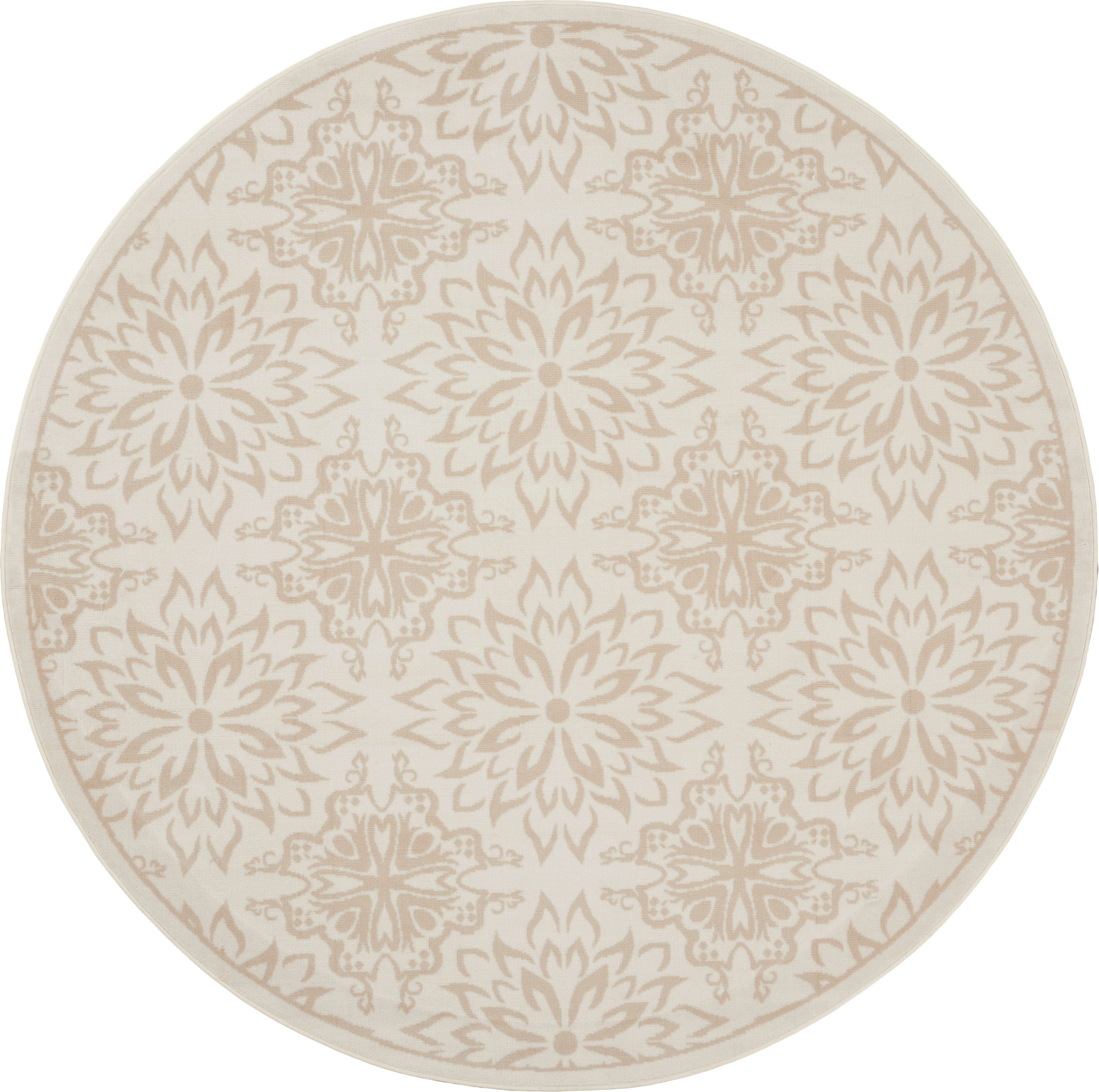  Home Jubilant 5 ft x Round Ivory Beige Indoor Area Rug