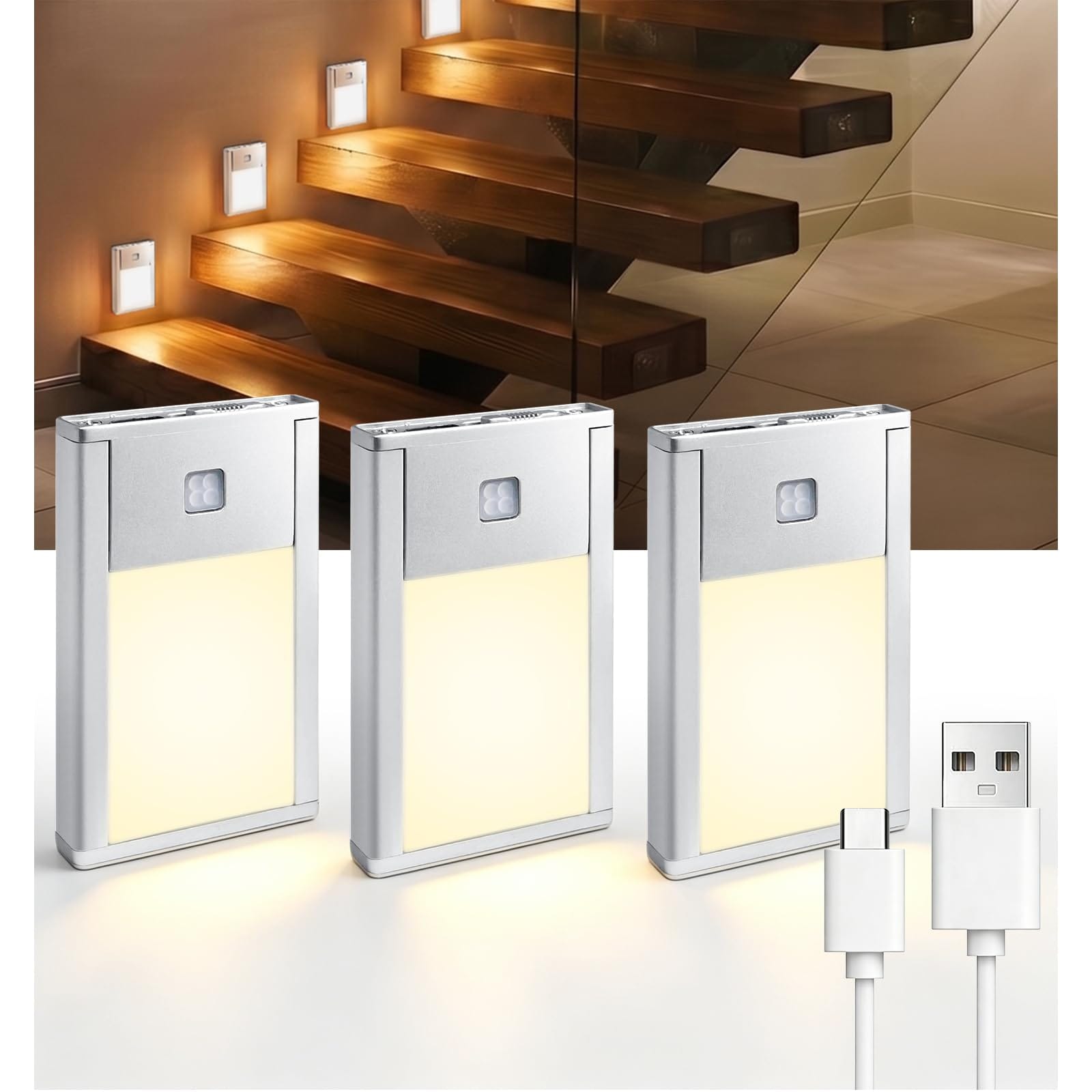 Ahfiwaso  Motion Sensor Night Light renewable power power cell Powered Led Light with Magnetic Installation for Bedroom Hallway Stair Nursery Kids