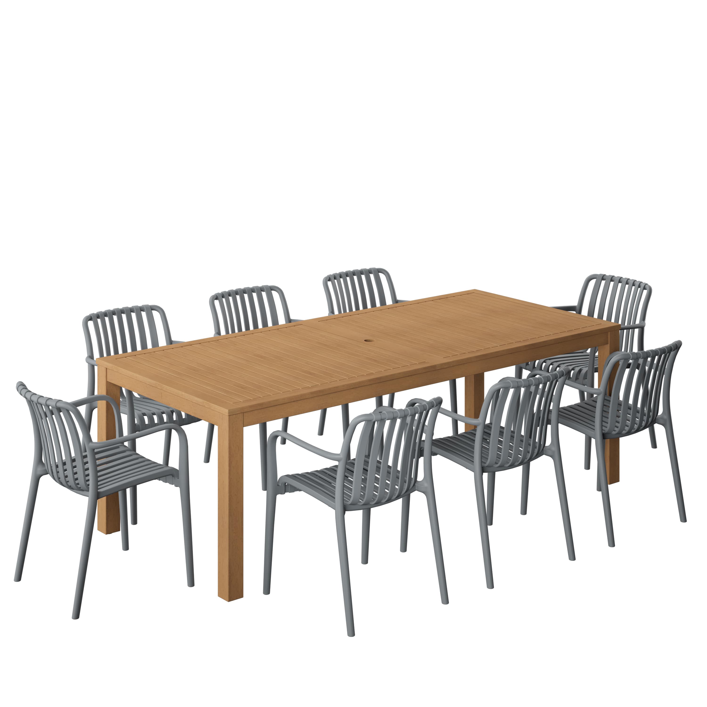 Amazonia ALALOT-8-CURA-GR Urban Elements Palawan Patio Dining Set for 8 – Perfect for Family and Friends - Modern and Stylish Dining Table with Chairs