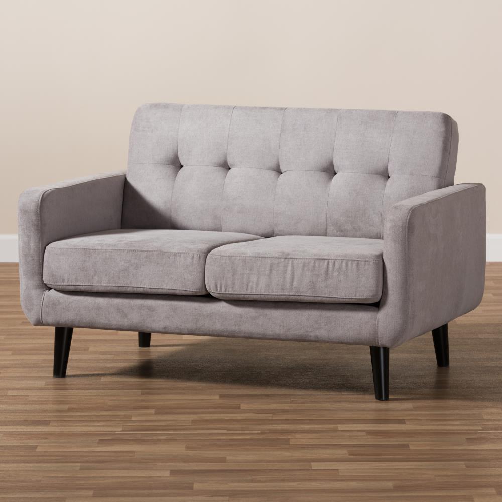 Baxton Studio Carina 50.39-in Midcentury Grey Polyester/Blend 2-seater ...