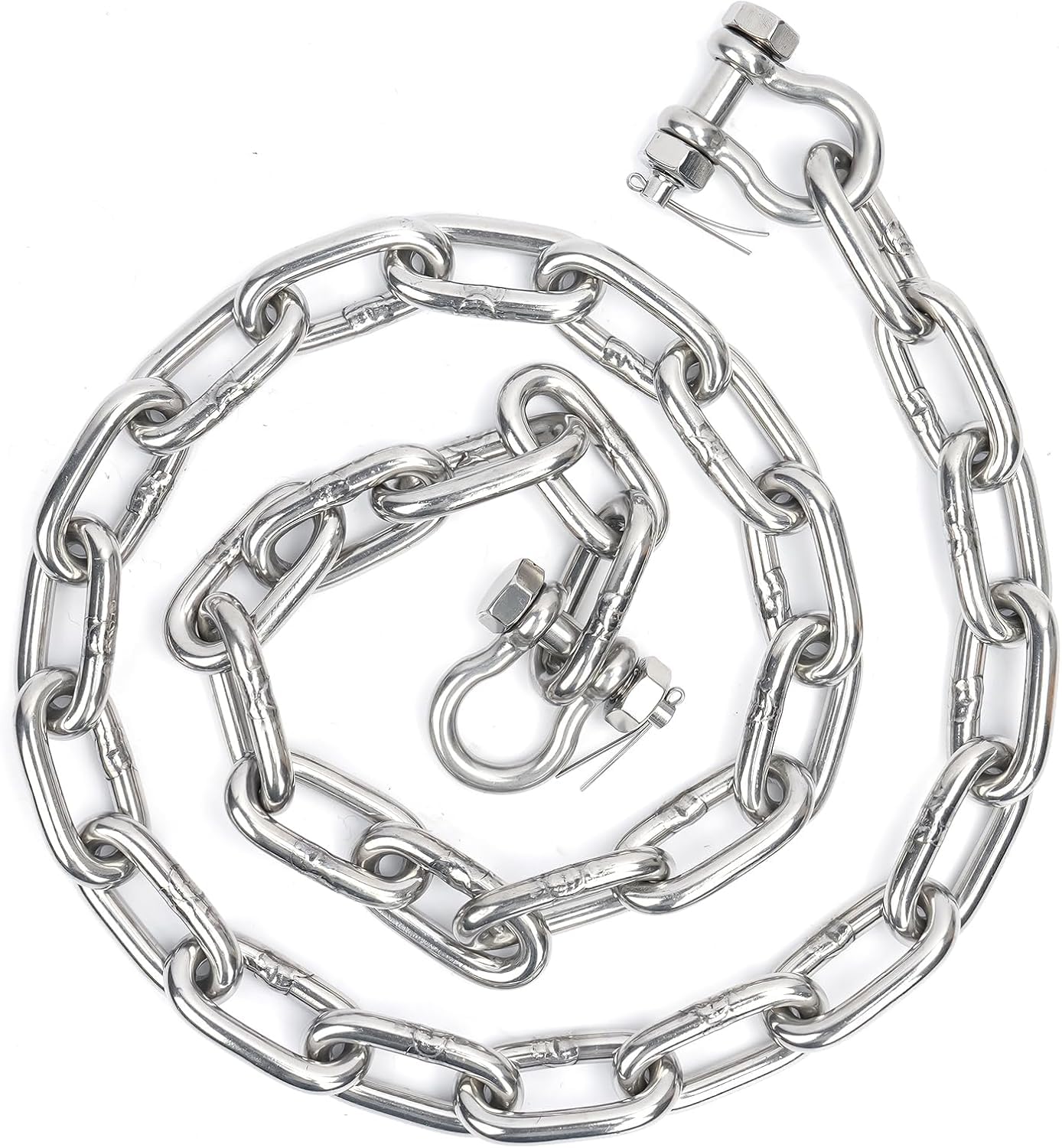 DYRCJ  316 Stainless Steel Boat Anchor Chain Kit Heavy-Duty Marine Grade 1/4 in or 5/16 in Chain with Two Anti-Off Double Shackle Link Ends for