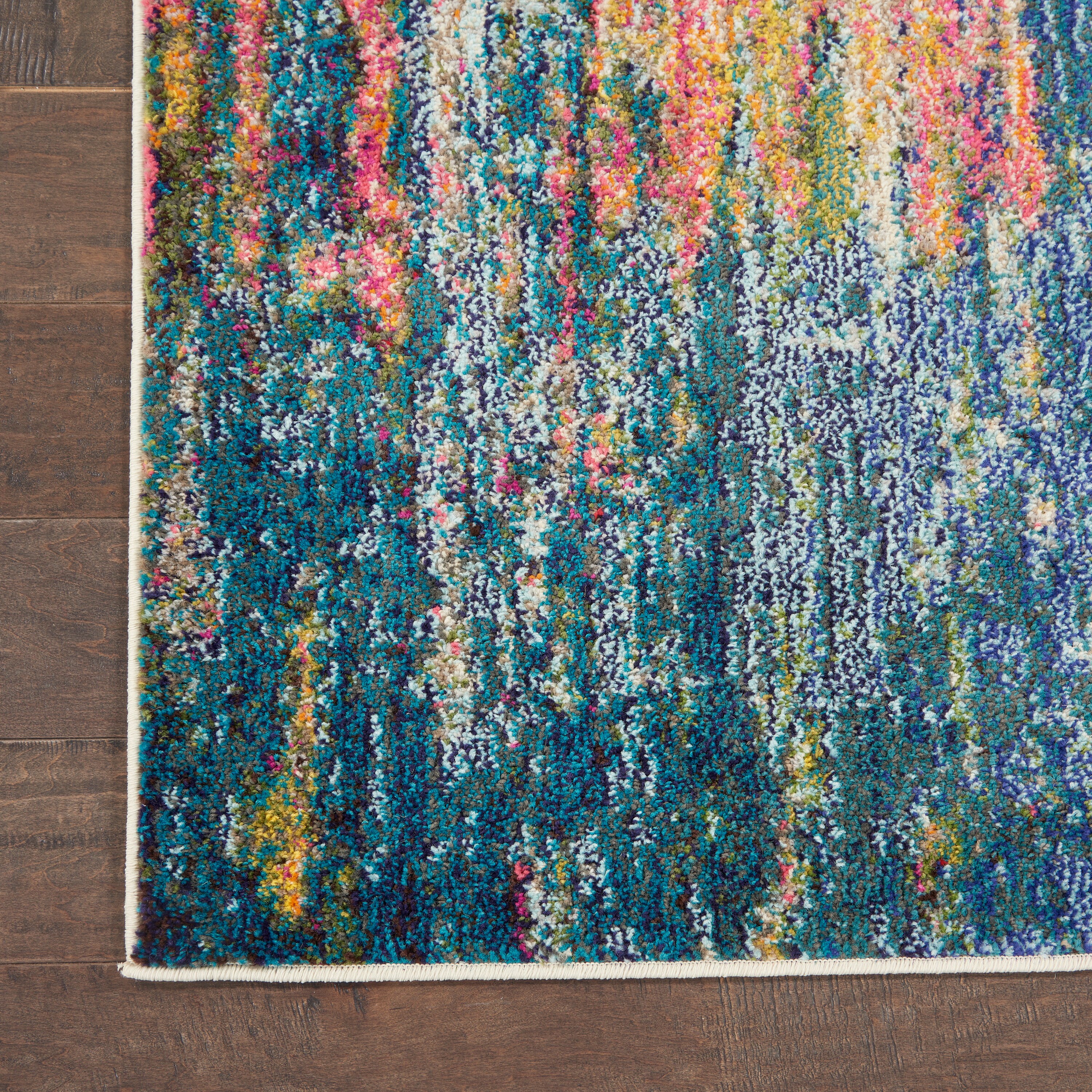 Celestial Swirl Abstract Blue and Yellow 26.5" Synthetic Rug