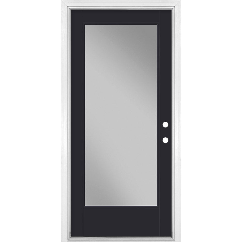 Masonite 1523939 36-in x 80-in x 4-9/16-in Fiberglass Full lite Left-hand inswing Peppercorn Painted Prehung Front Door with Brickmould Insulating core