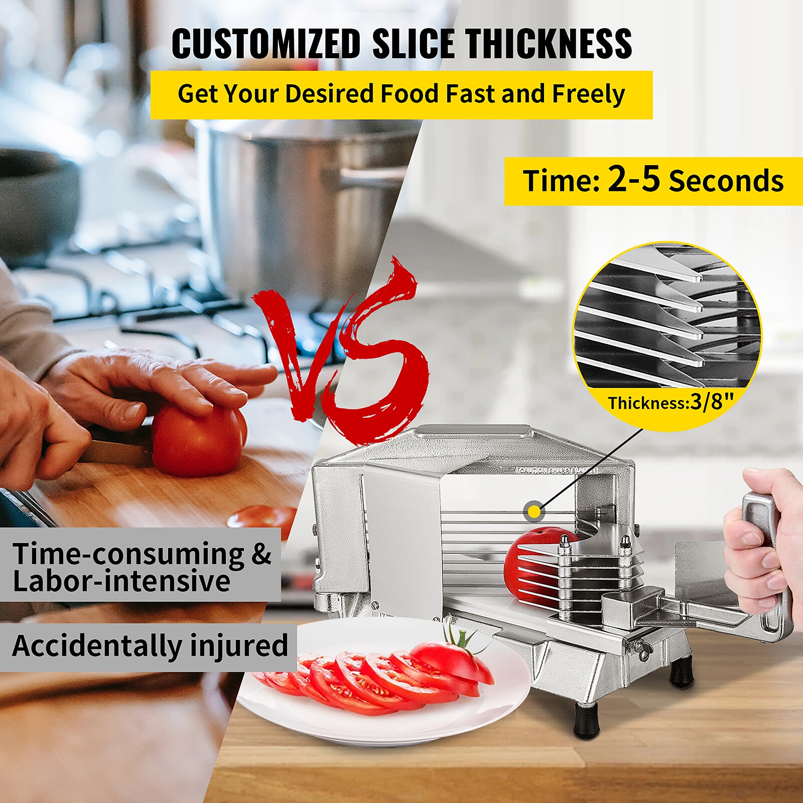 VEVOR 3/8-IN Commercial Tomato Slicer Detachable Blade Stainless