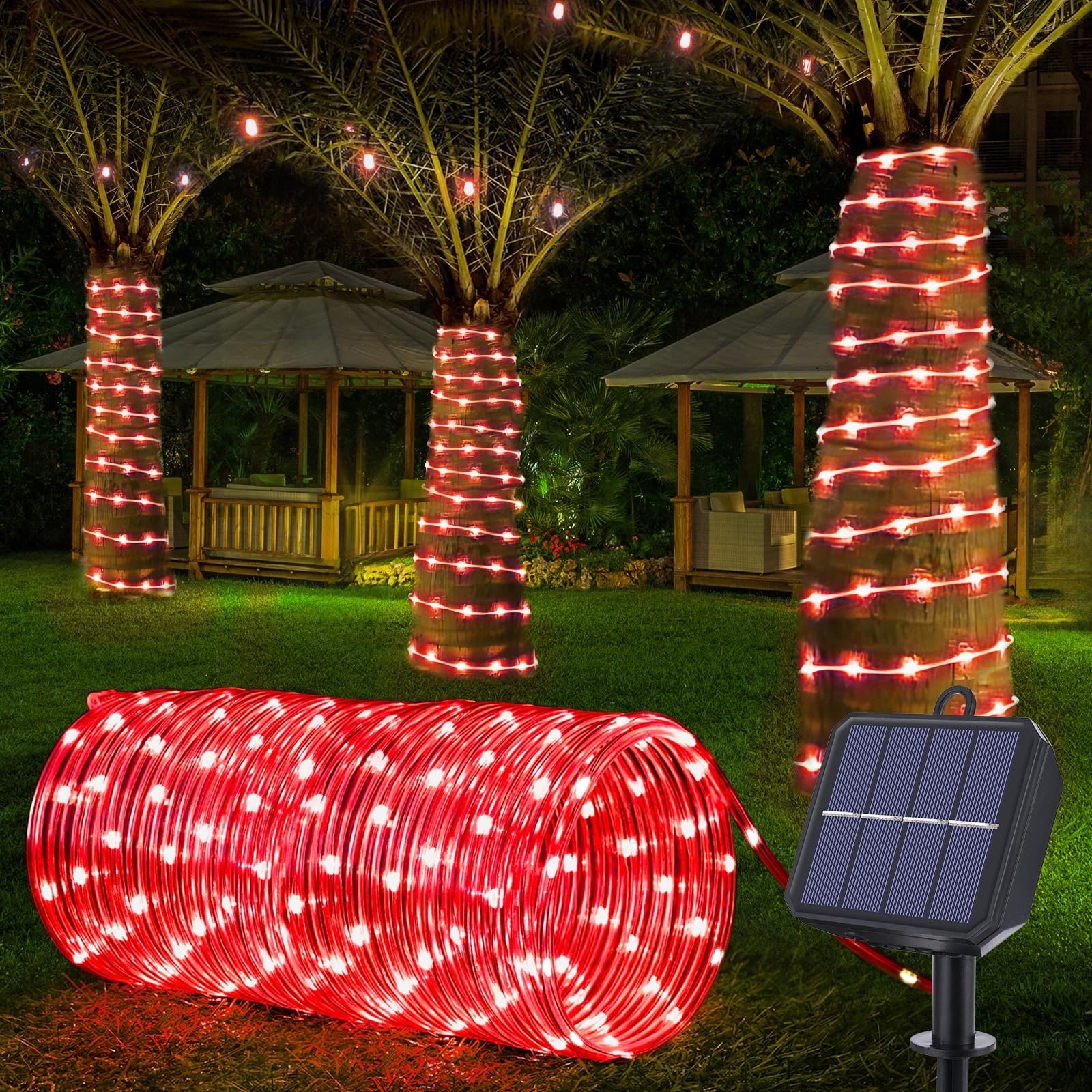 Pool Rope Fixtures Lukvuzo Solar Rope Lights 66ft 200 LED Waterproof Outdoor String Light ...
