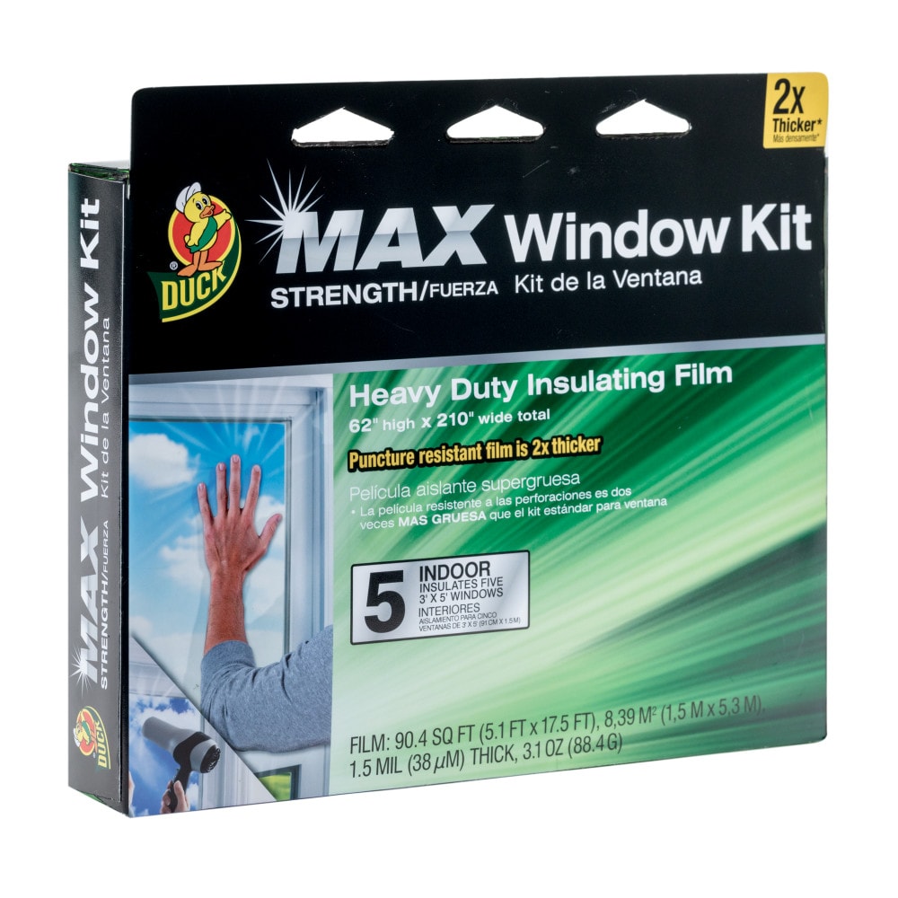 DUCK MAX Strength 126"x 62" Clear Heavy Duty Window Insulation Film Tape Kit 