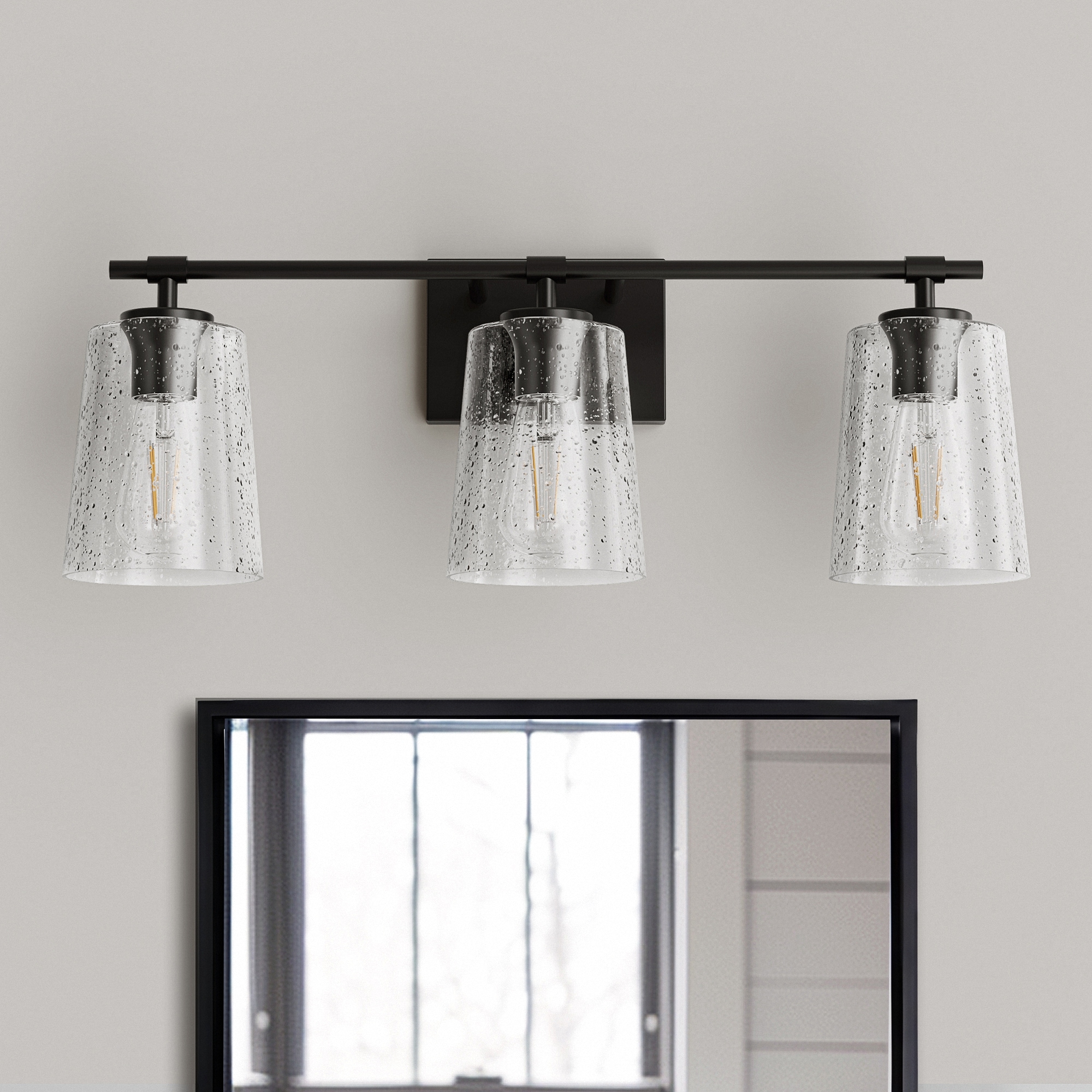 YANSUN LA-ZD-JQ22201CBL-11 24.1-in 3 -Light Matte Black Industrial Vanity light