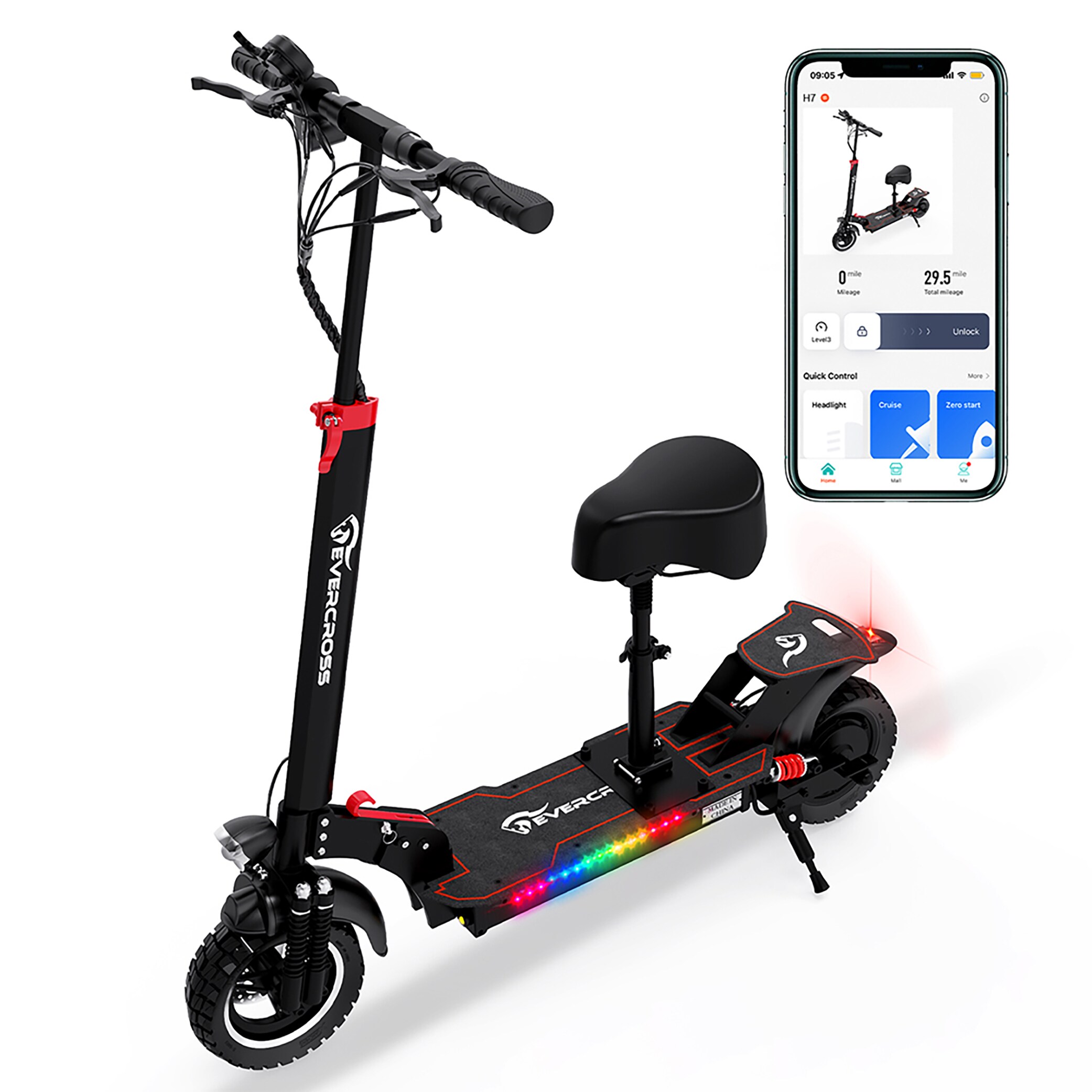 EVERCROSS Evercross App-enabled Scooter, Electric Scooter Adults with 800w Up To 28-MPH and 28-Mile in Scooters department at