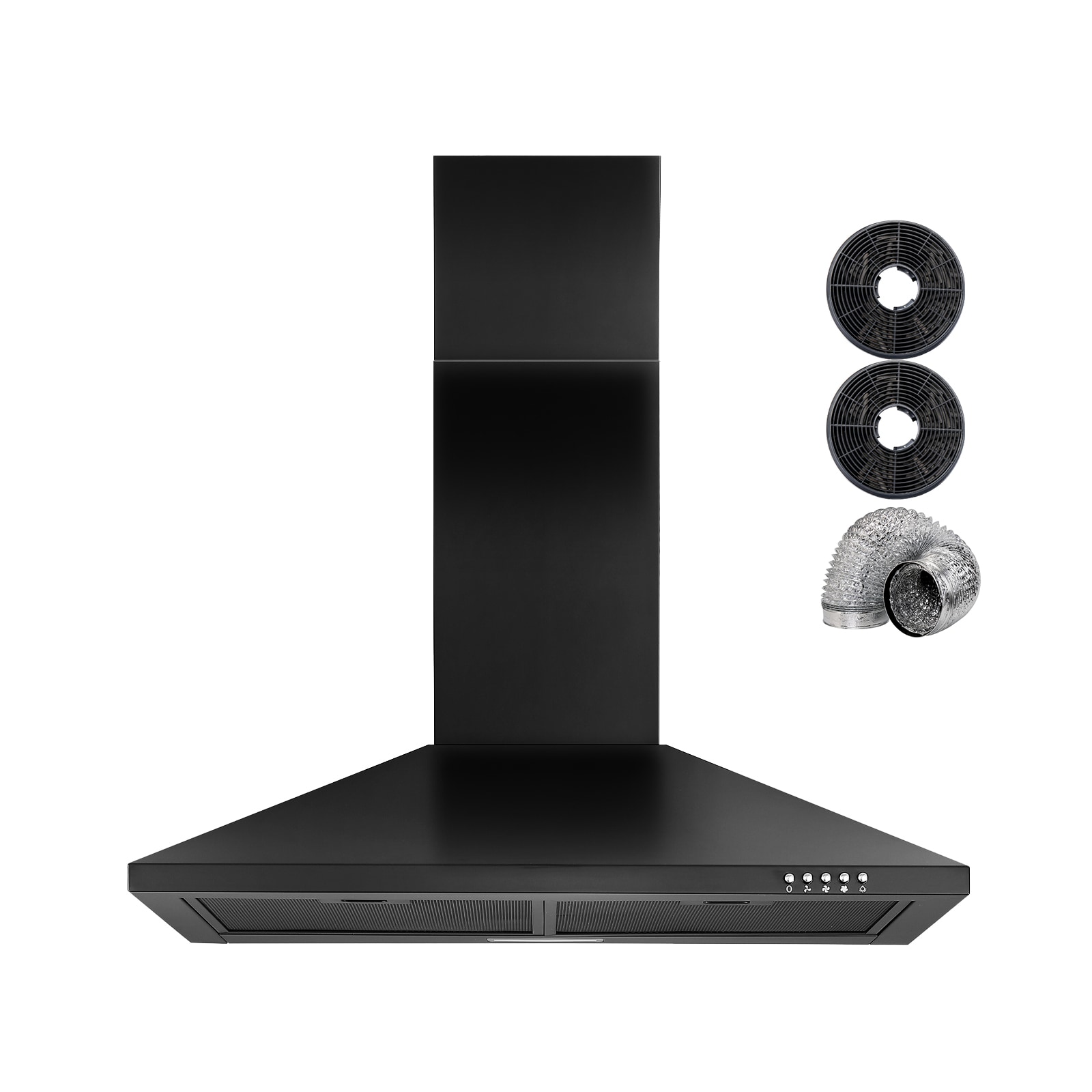 Maocao Hoom MZH9PC4W 30 inch Convertible 450-CFM Black Wall-Mounted Range Hood with Charcoal Filter