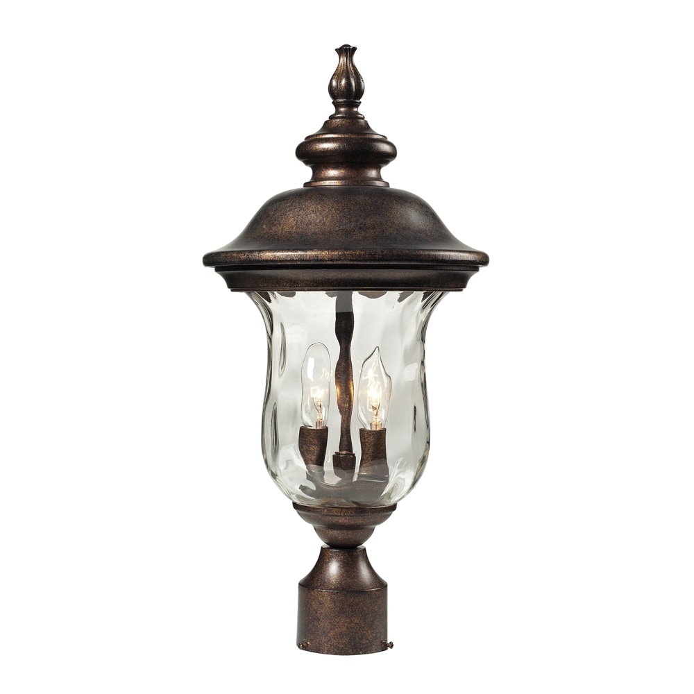 Westmore by ELK Lighting Elsfield 21-in Regal Bronze and Water Glass  Traditional Outdoor Post Light in the Complete Post Lights department at