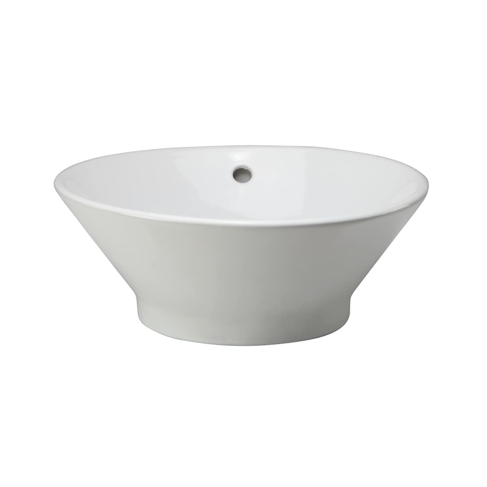 DECOLAV 1435-CWH Classically Redefined White Vessel Round Bathroom Sink with Overflow Drain (16.5-in x 16.5-in)