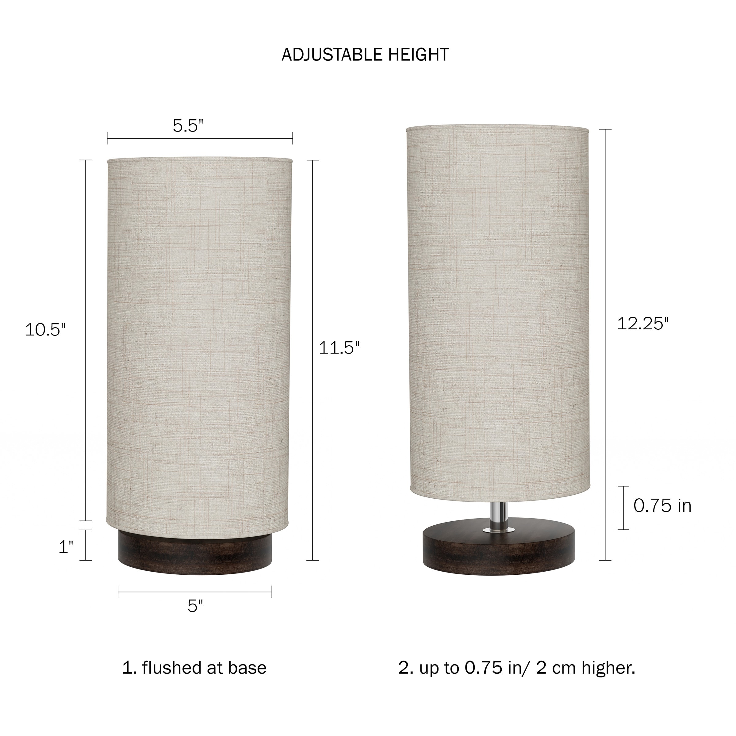 Adjustable White Cylinder Lamp with Wood Base and LED Bulb