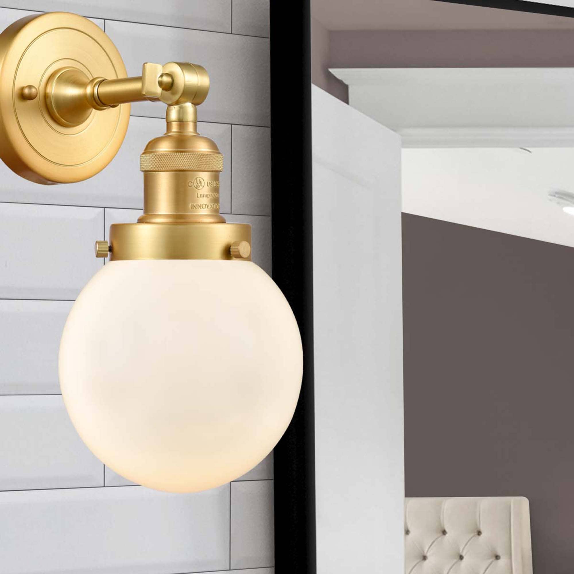 Innovations Lighting 203-SG-G201-6 Beacon 6-in W 1 -Light Gloss Gold Industrial Wall Sconce