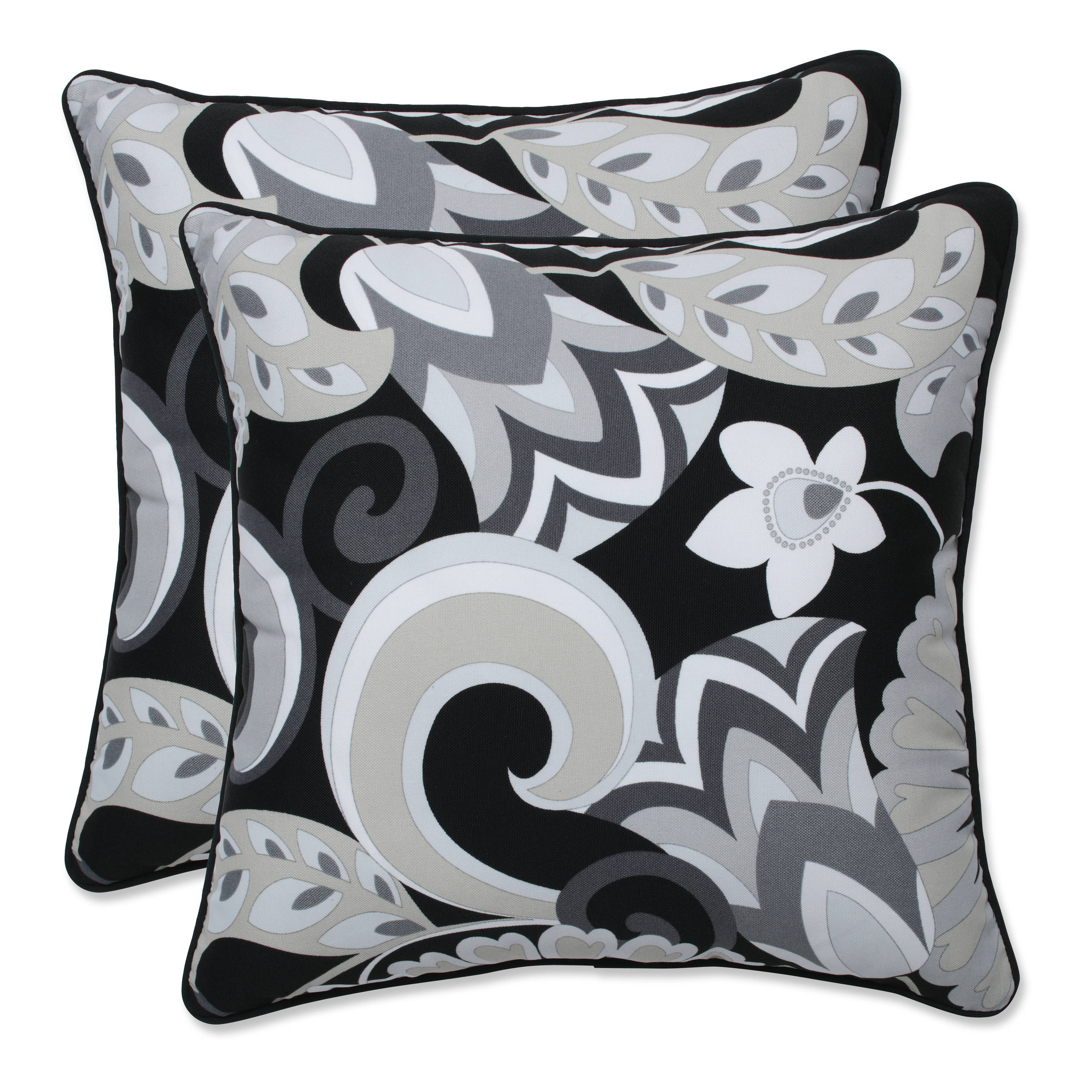 Pillow Perfect - Talia Noir 16.5-Inch Throw Pillow