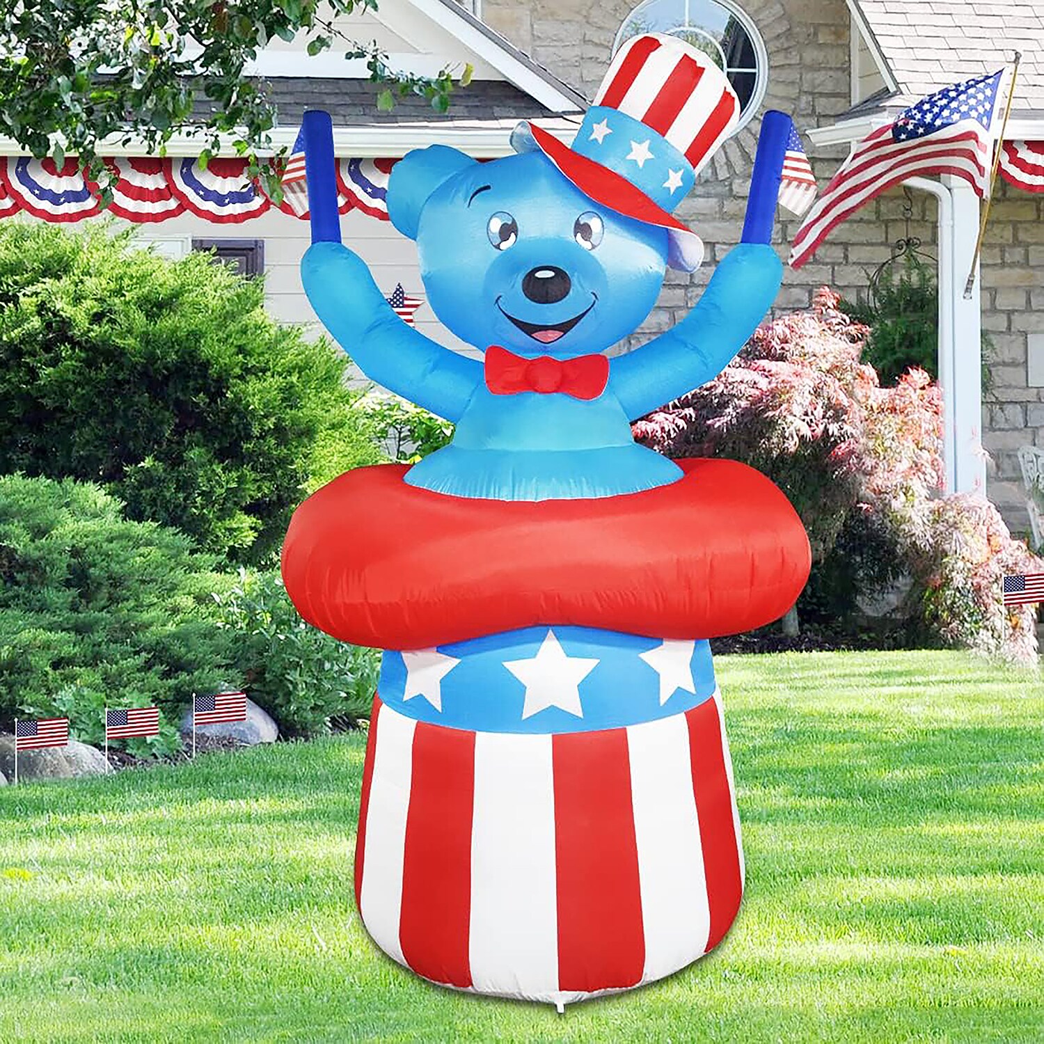 GOOSH 8.5FT Width 4th Of July Inflatables Bald Eagle Outdoor Decorations Patriotic Independence Day Blow Up Yard With Built-in LEDs For Garden Lawn Indoor Party Decor