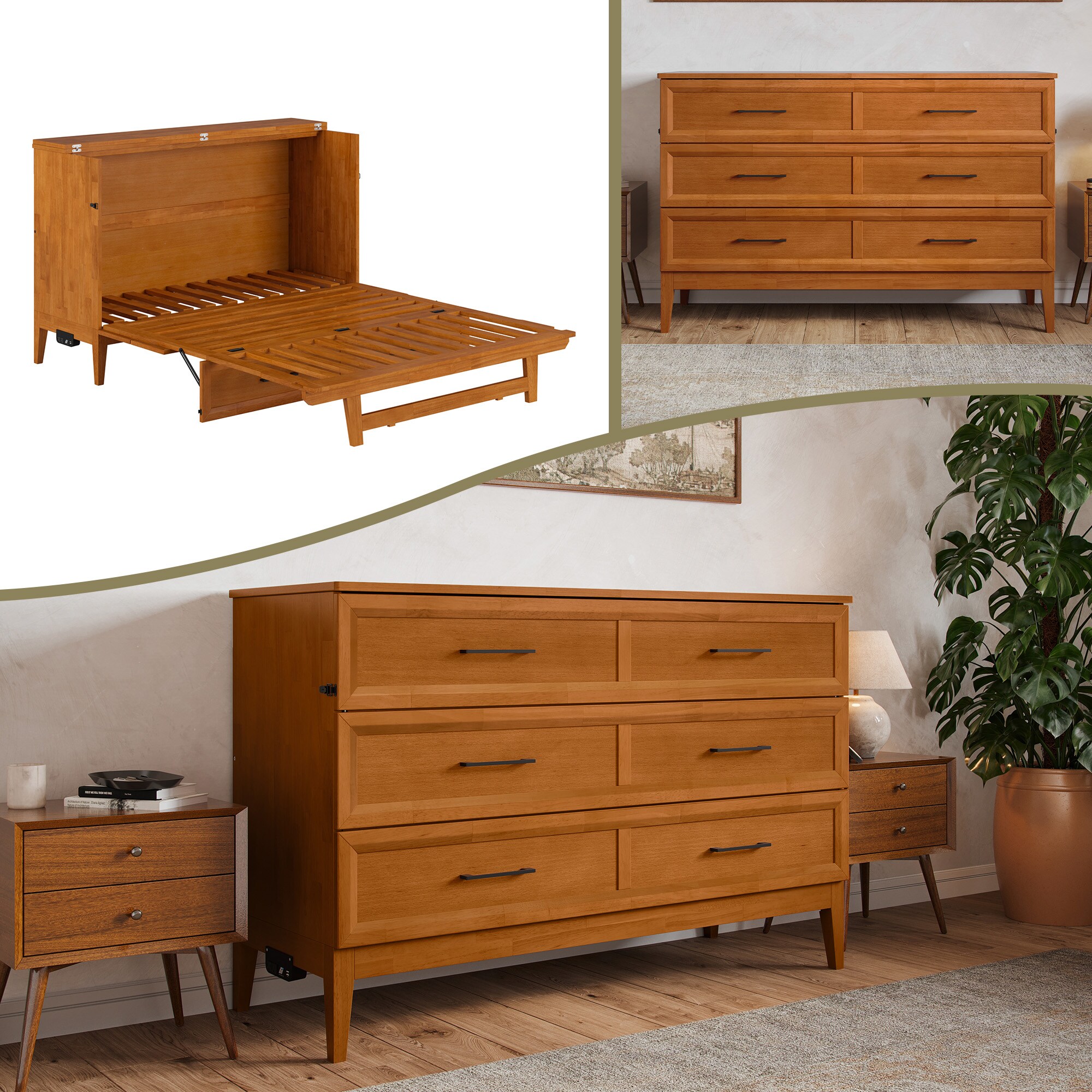 AFI AC77410T Sienna No Mattress Light Toffee Queen Wood Murphy Bed