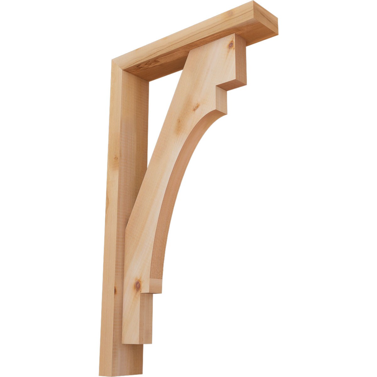 Ekena Millwork 1463111 Merced Block Smooth Bracket with Offset Brace 3-1/2-in x 16-in x 28-in Western red cedar Brown Wood Standard bracket