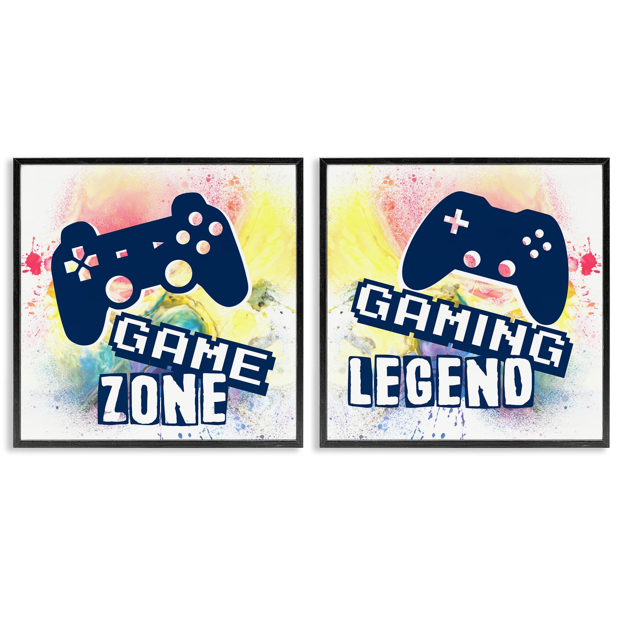 Stupell Industries B2-722-FR-2PC-12X12 Retro Splatter Game Phrases 2 Piece Black Framed Giclee Art Set By Marcus Prime 12 x 12
