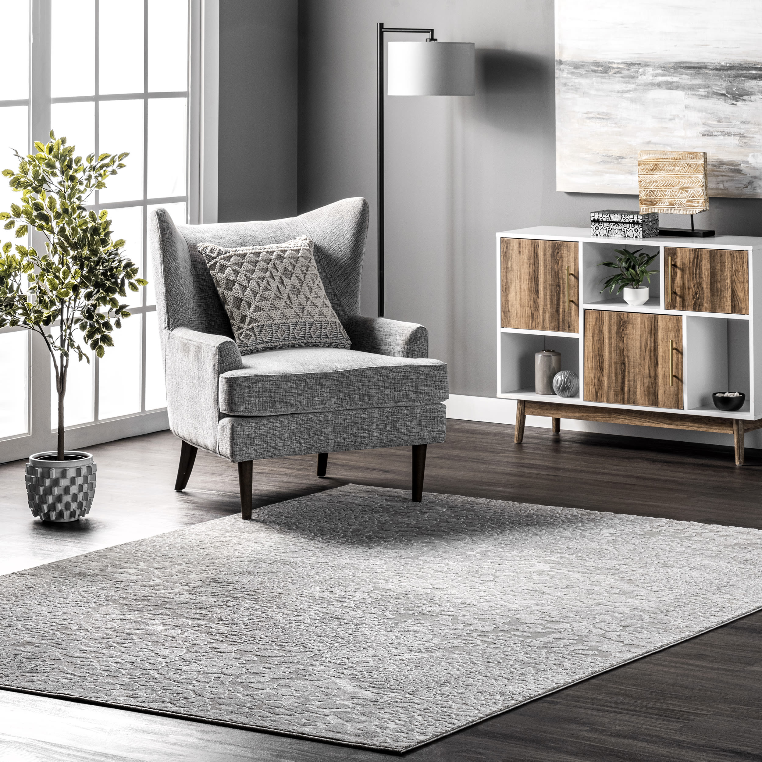 nuLOOM BDCH05A-8010 Chime 8 X 10 (ft) Grey Indoor Animal Print Area Rug