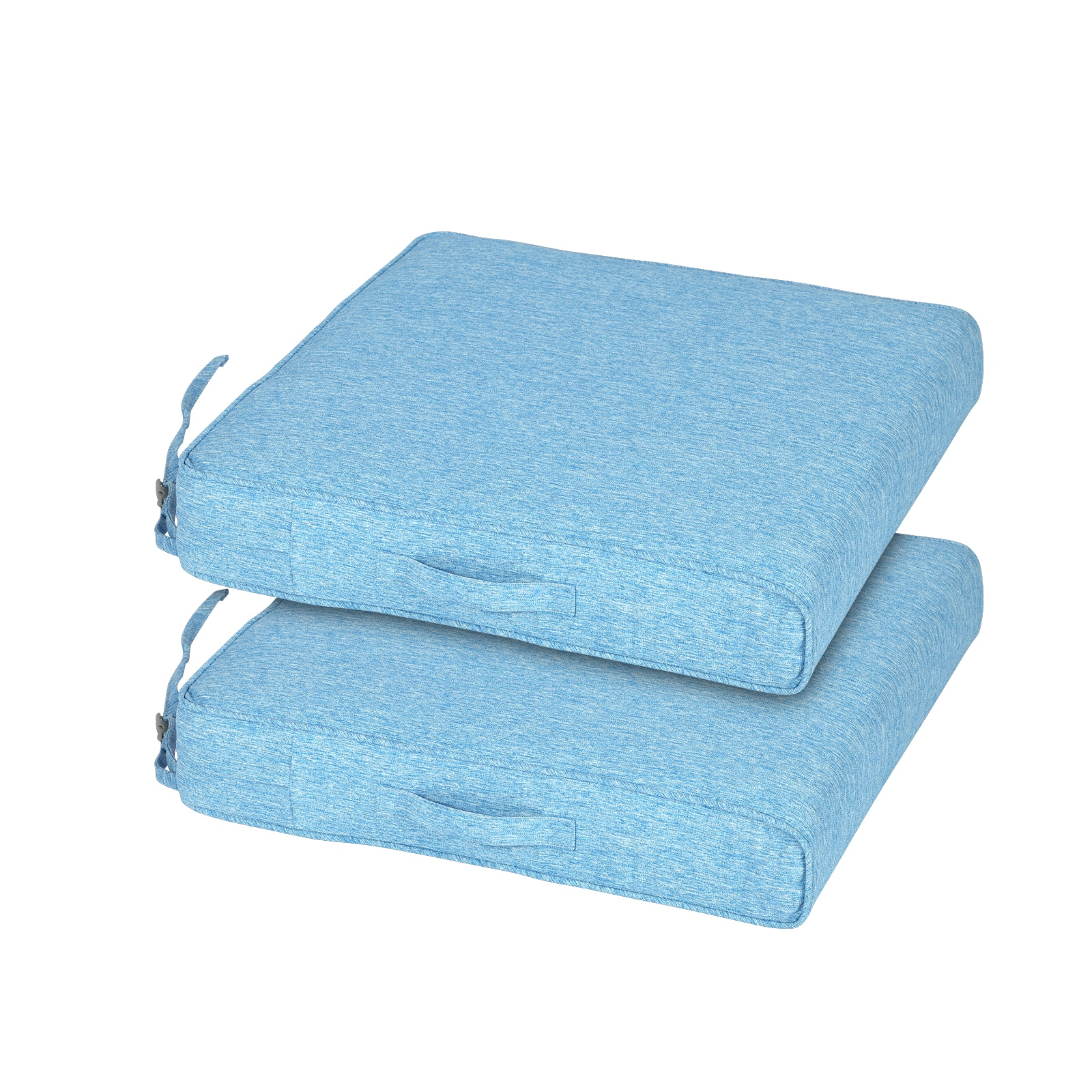 Aoodor A395-PLELE Deep Seat Patio Cushions Lake Blue 24-in x 24-in 2 -Piece Lake Blue Deep seat patio chair cushion