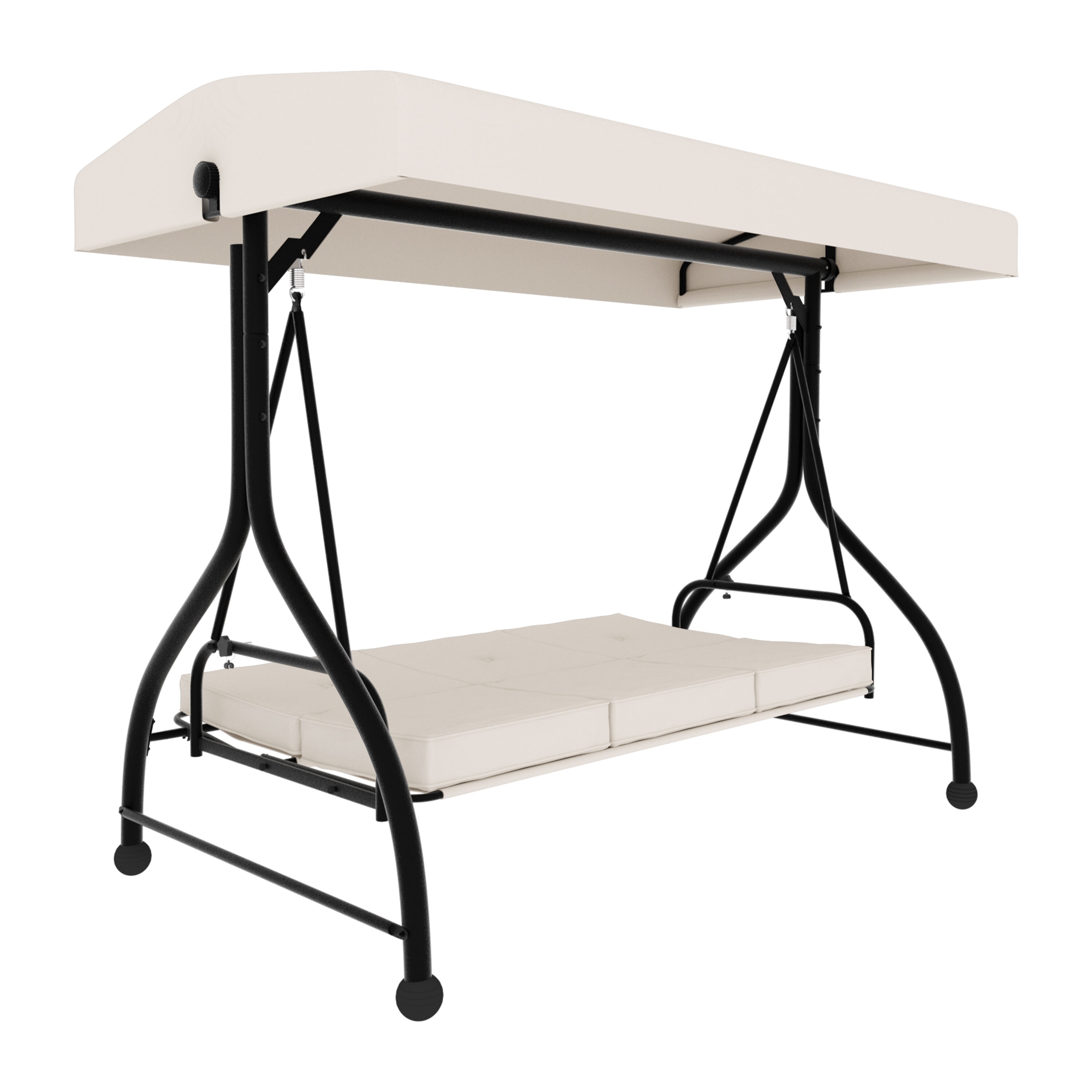 VEIKOUS 2-In-1 Convertible Swing 3-person Off White Steel