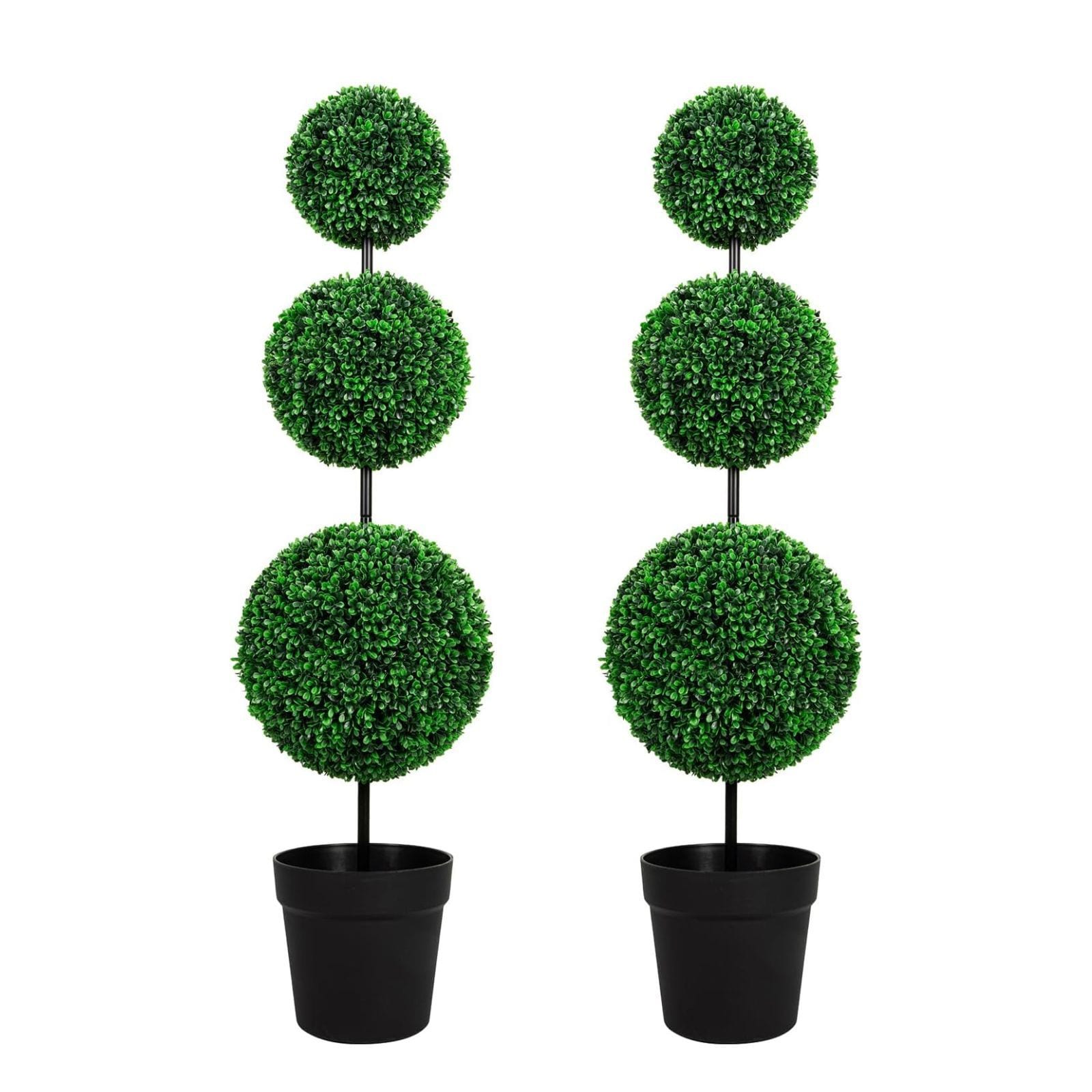 vivatrees  3-ft Artificial UV-Resistant Triple Ball Topiary Tree Faux Indoor Outdoor Plant
