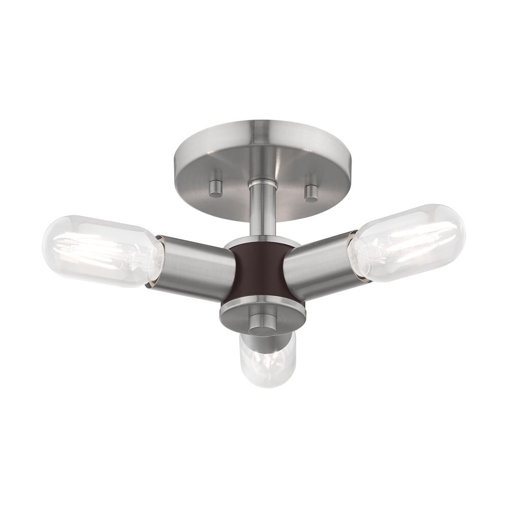 Copenhagen Brushed Nickel 3-Light Flush Mount Ceiling Fixture