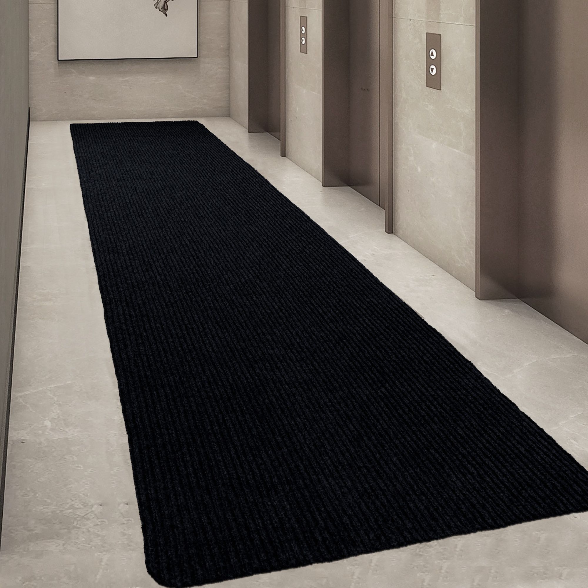 Ottomanson Lifesaver Indoor/Outdoor Utility Ribbed Doormat, Black, 2' x 3