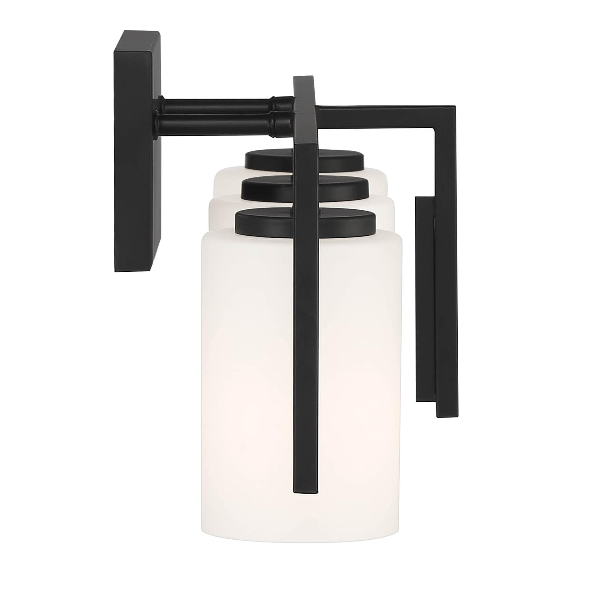Cambria Modern 24" Matte Black 3-Light Vanity with Etched Opal Shades
