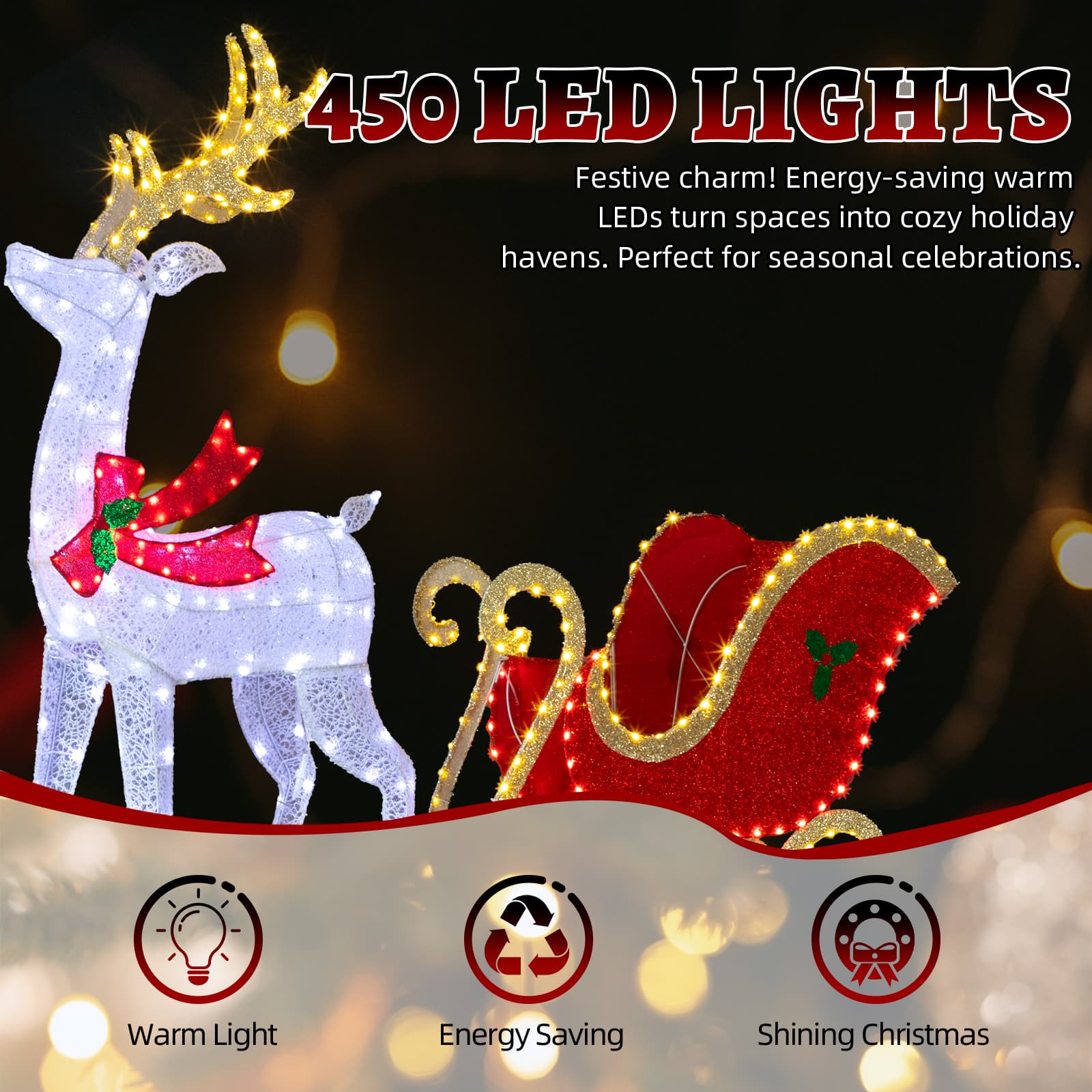 Yescom D60XMA025-DEER1-S-11 Table-Christmas-Decorations - View #4