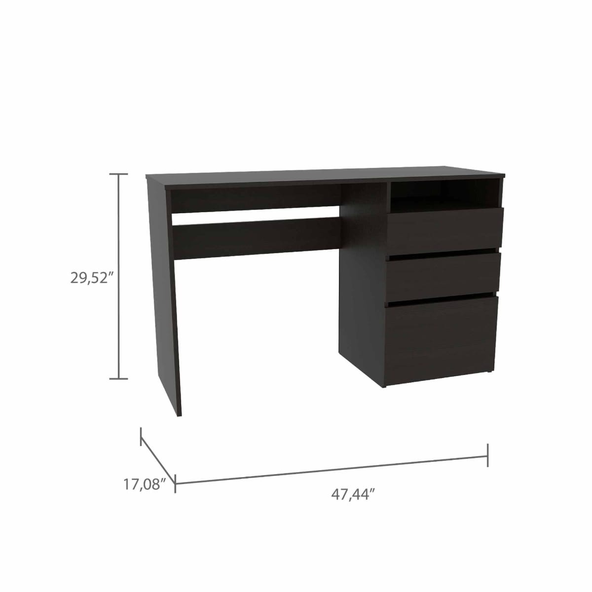 HomeRoots 4000403805 Echo Black Computer Desk with Three Drawers
