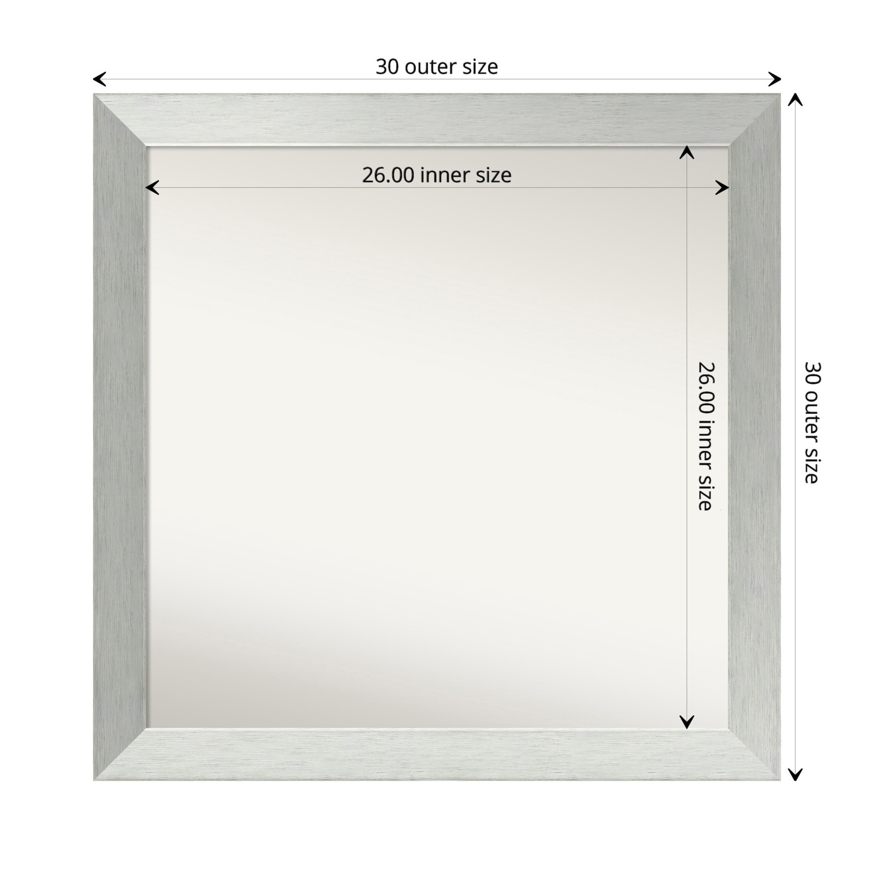Amanti Art Brushed Sterling Silver Frame 30-in W x 30-in H Square Silver  Framed Wall Mirror in the Mirrors department at