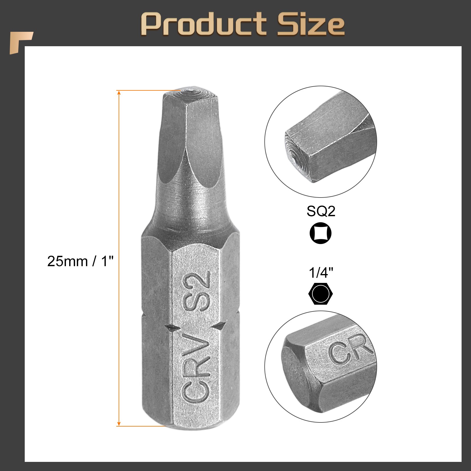 Harfington 10pcs Square Head Screwdriver Bits 1/4inch Hex Shank SQ2 ...